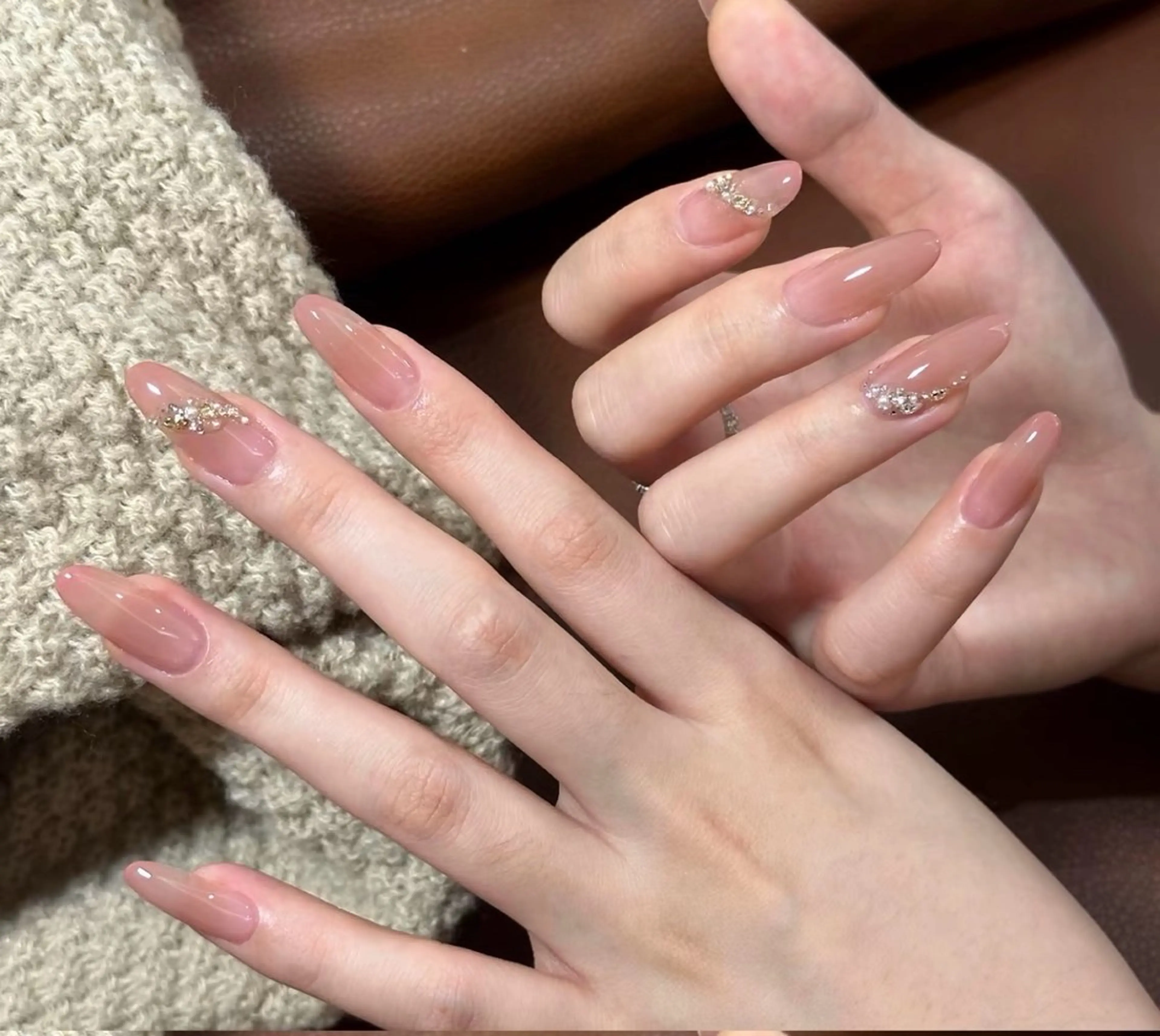 ネイル チークネイル 長さ出し フレンチネイル ガーリー 韓国ネイル SunNail池袋駅 ワンホンネイルのネイルデザイン