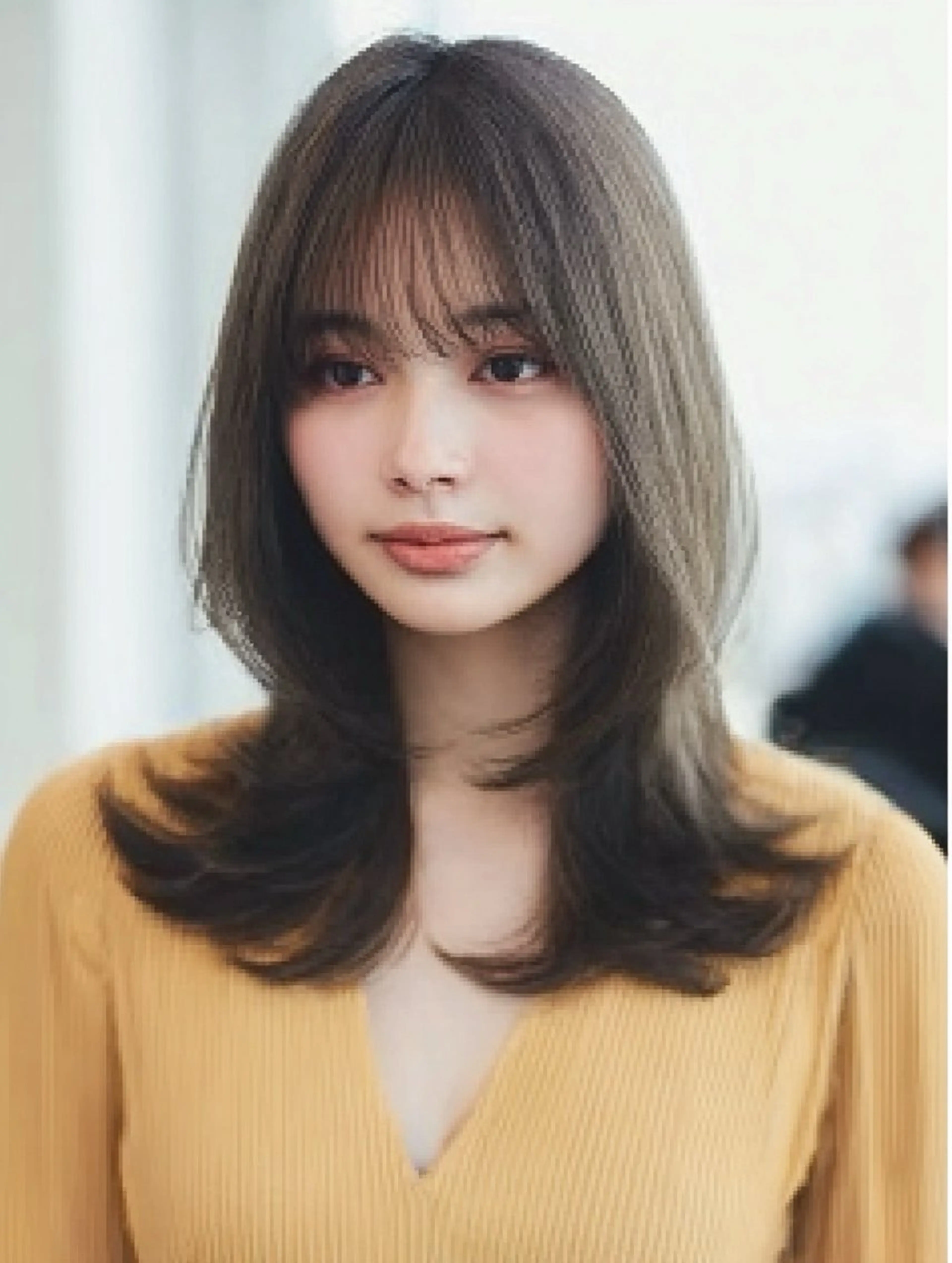 ミディアム 顔まわりレイヤー 顔周りカット ハッシュカット ハイレイヤー 韓国風ヘア カット ヘアカラー トリートメント ✨毛髪診断で絶対綺麗 ✨美髪艶髪専門✨高浪のヘアスタイル