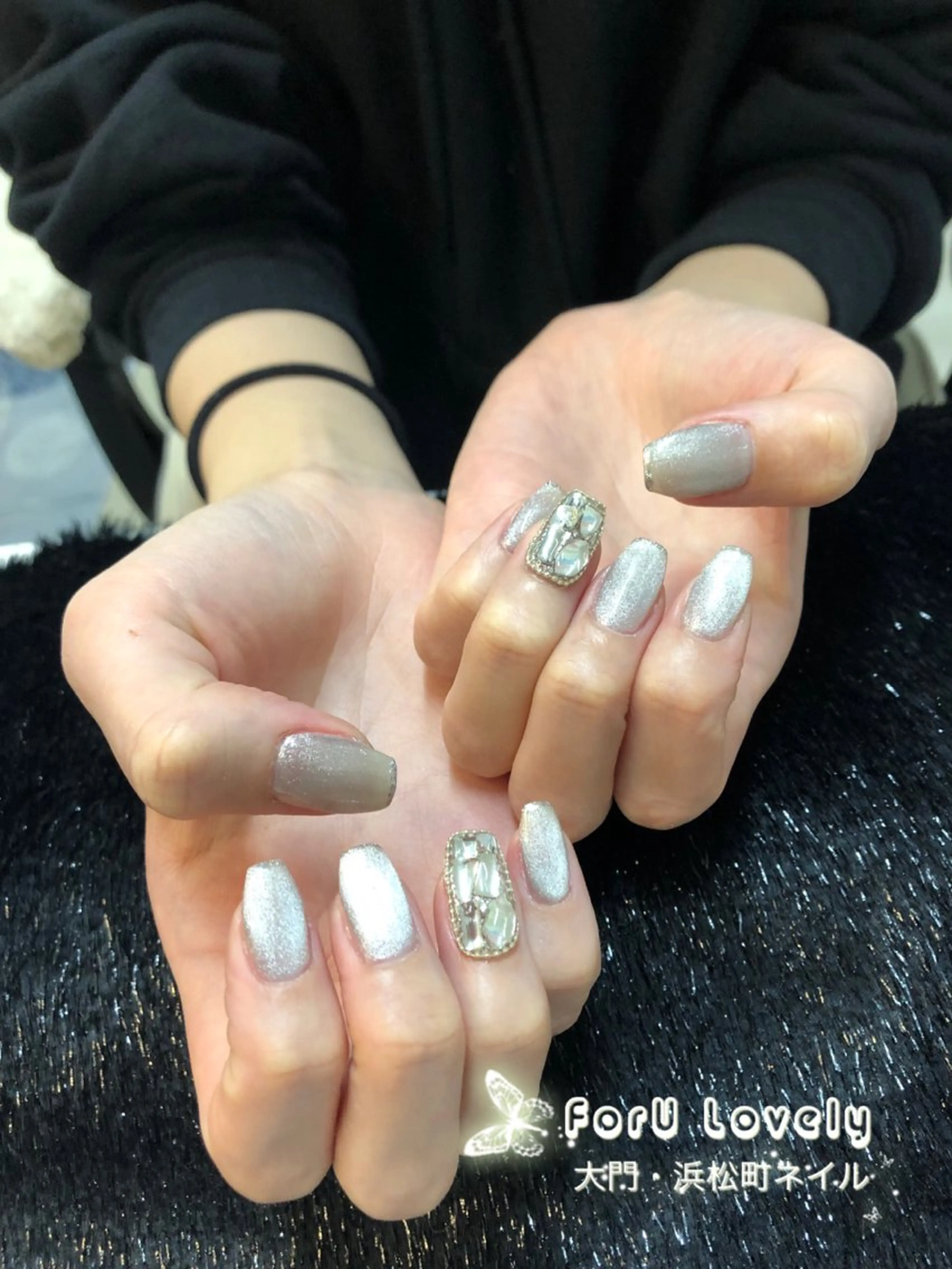 ネイル フットネイル フレンチネイル ジェルネイル ラメ(グリッター) マグネットネイル 大門浜松町 ネイルのネイルデザイン