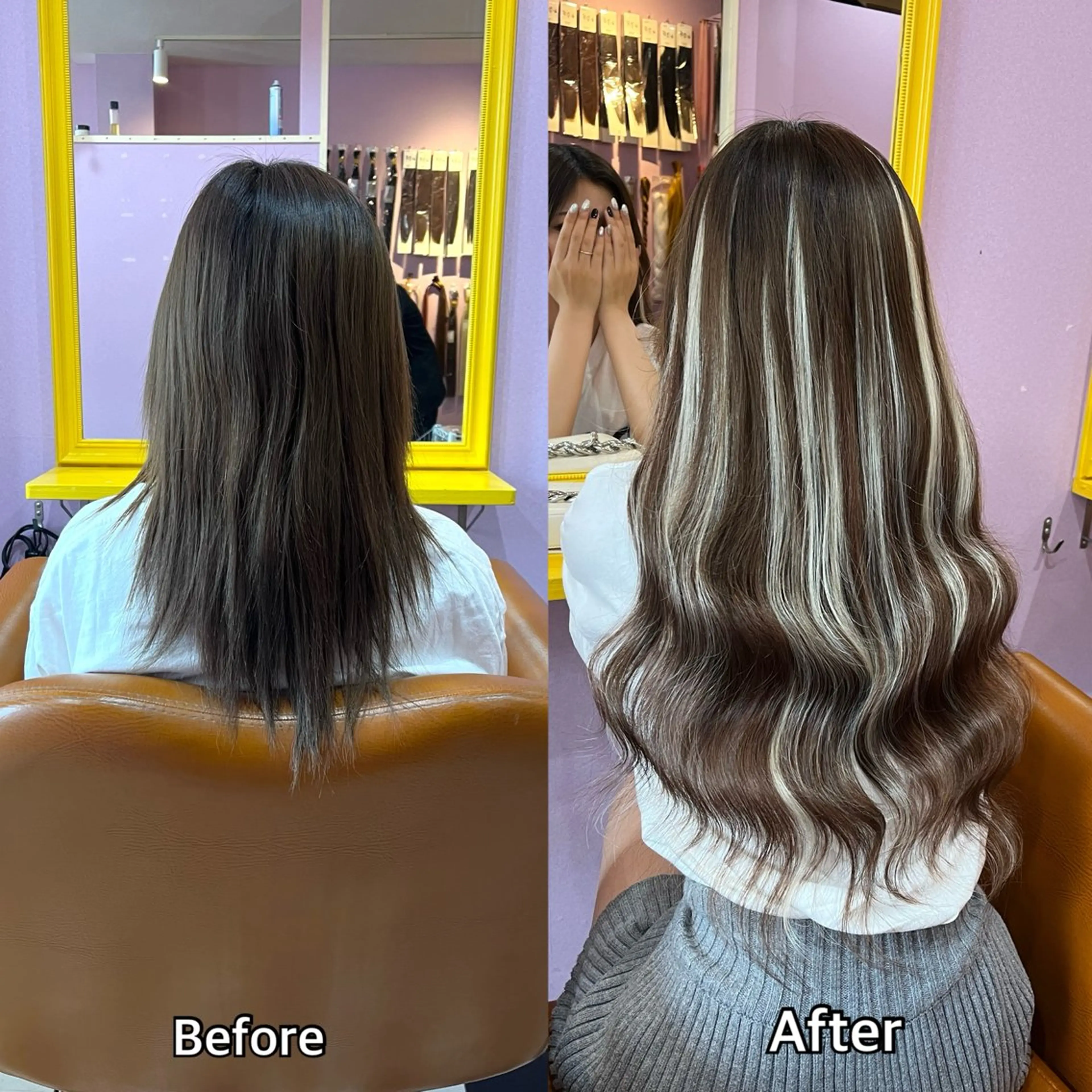 ロング シール＋ちび編み込み エクステ梅田🐨のヘアスタイル