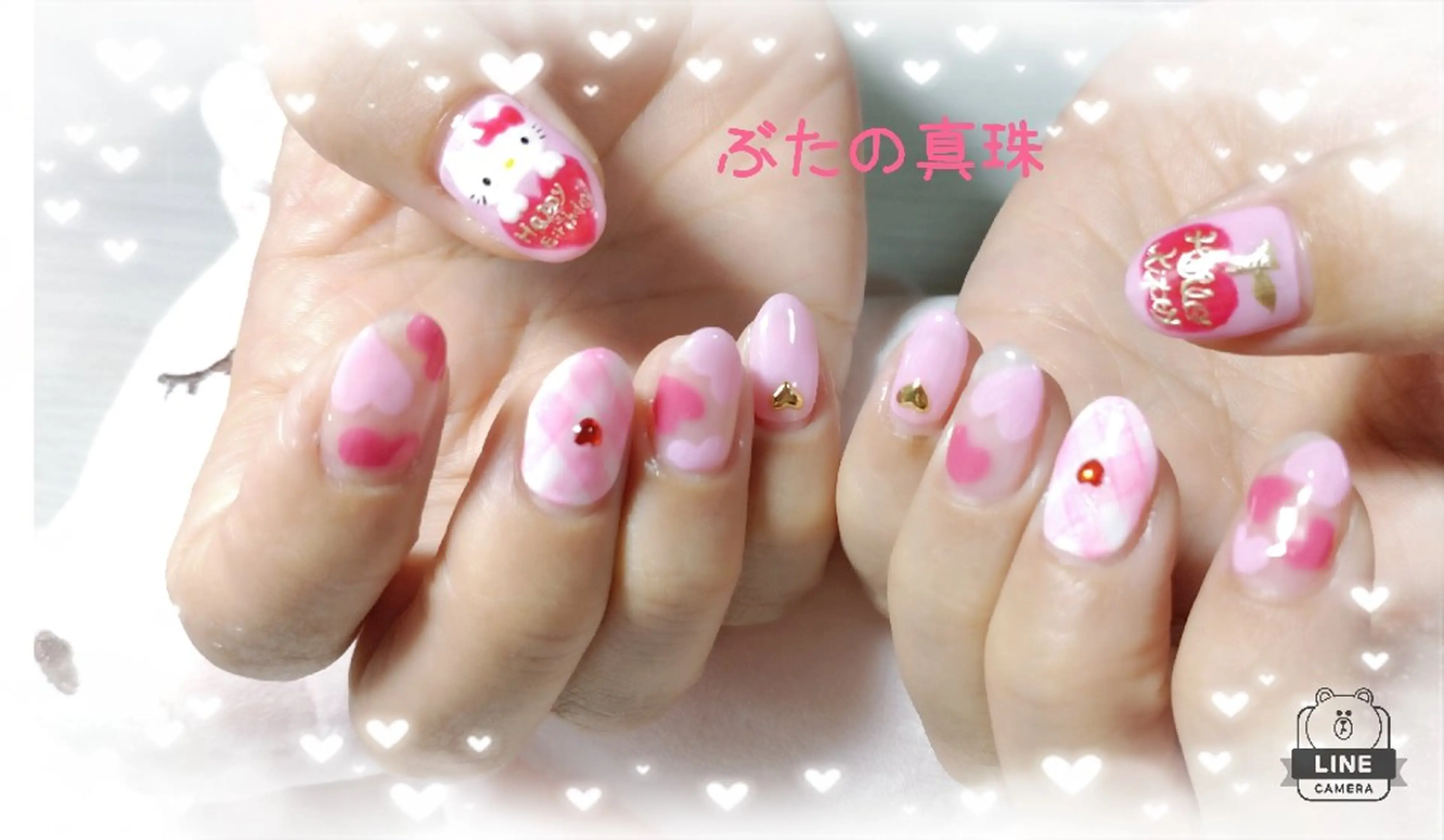 ネイル ハート ハンドネイル 林 珠里のネイルデザイン