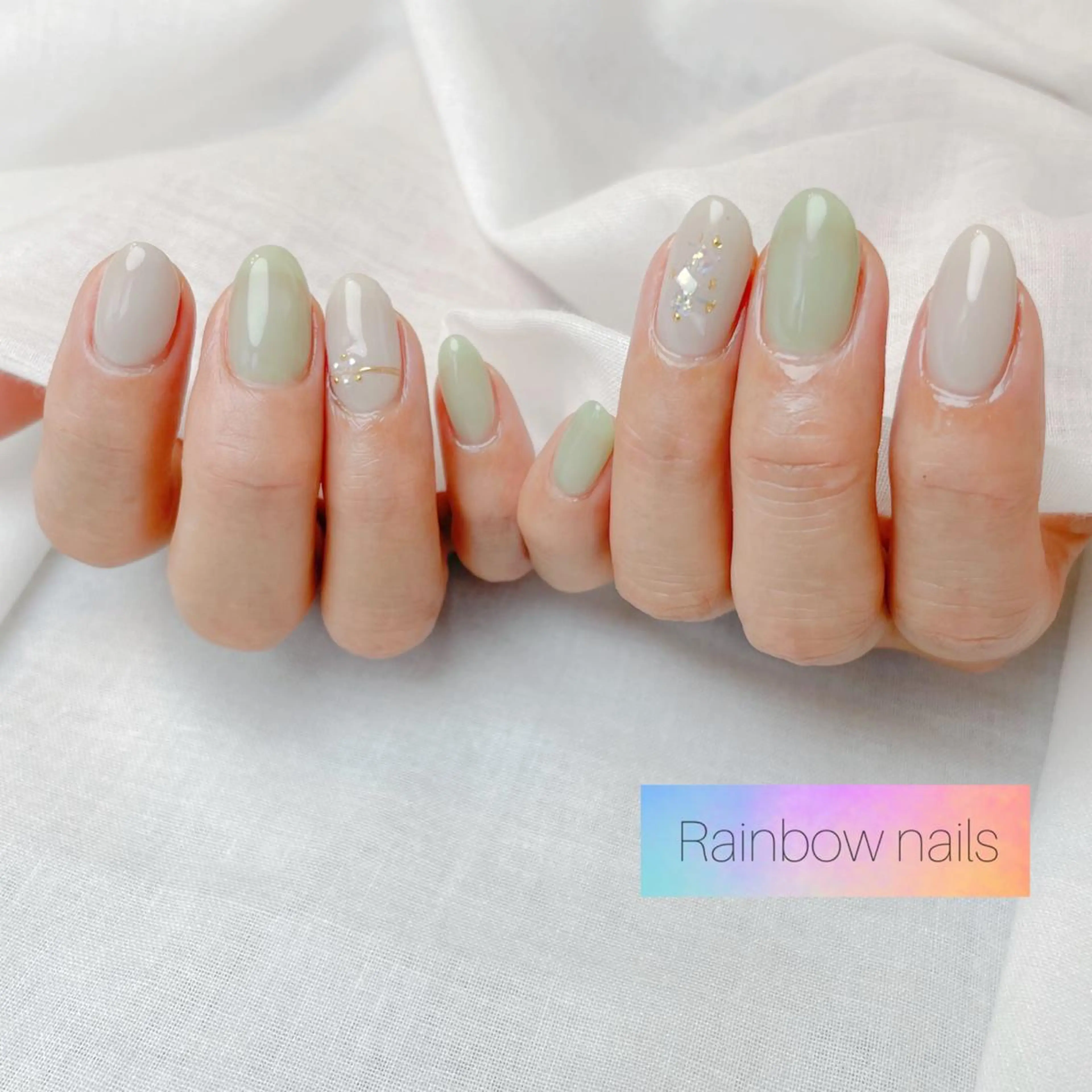 ネイル ハンドネイル Rainbow nailsくろちゃんのネイルデザイン