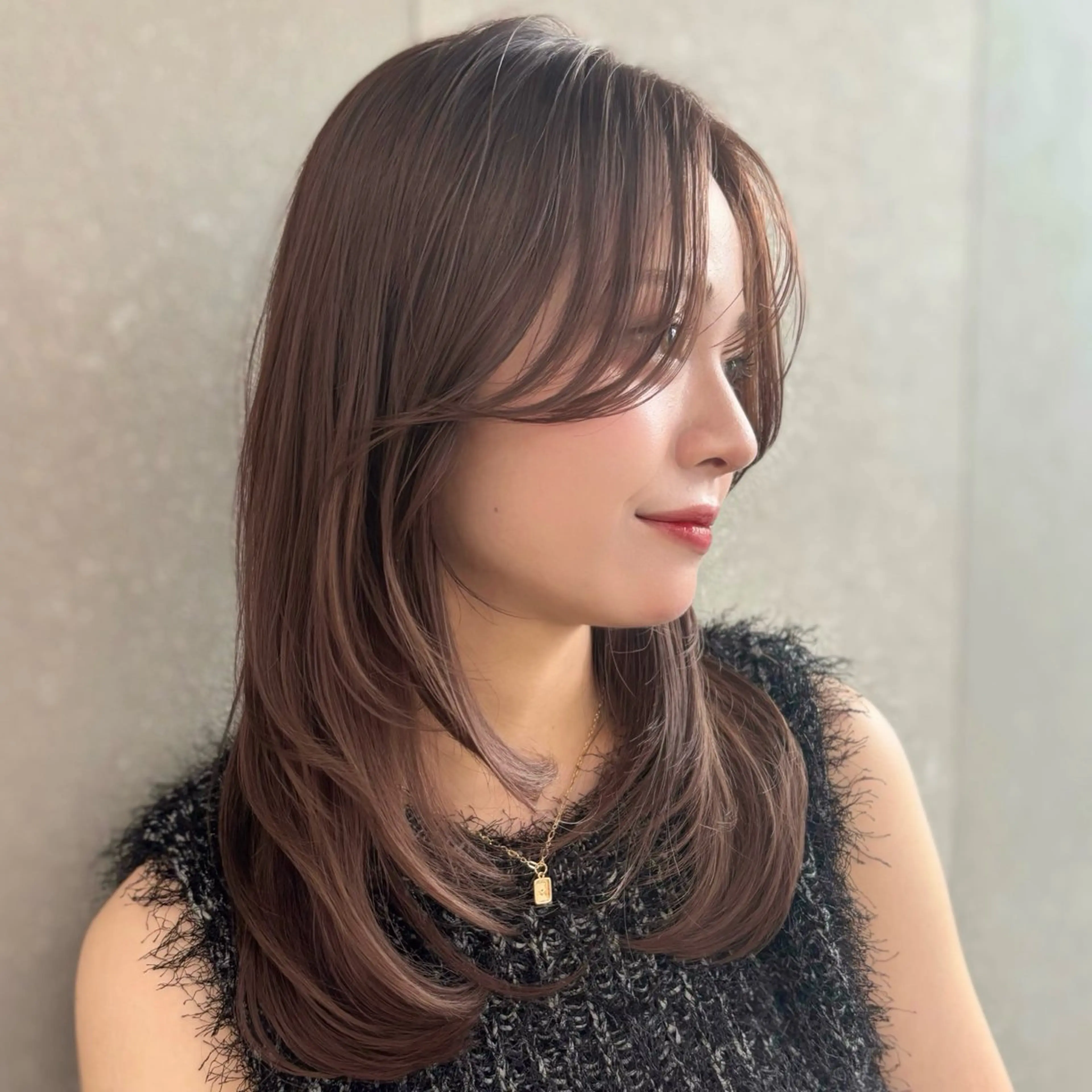 セミロング カラー ブラウンカラー 顔周りカット Lond ciel所属・レイヤー🇰🇷/ 韓国ヘア💎/月音のヘアスタイル