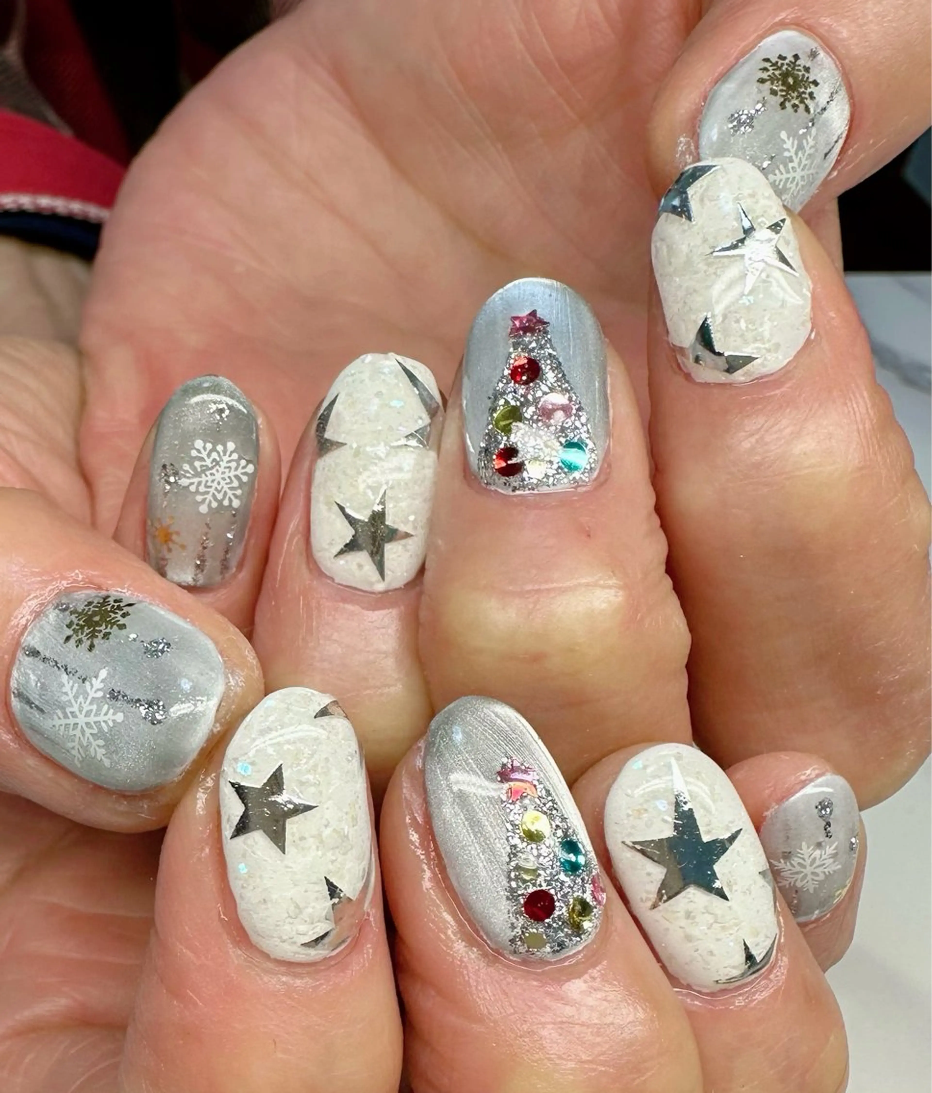 ネイル アートネイル ボルドー チークネイル キラキラネイル マグネットネイル M.N_ nailのネイルデザイン