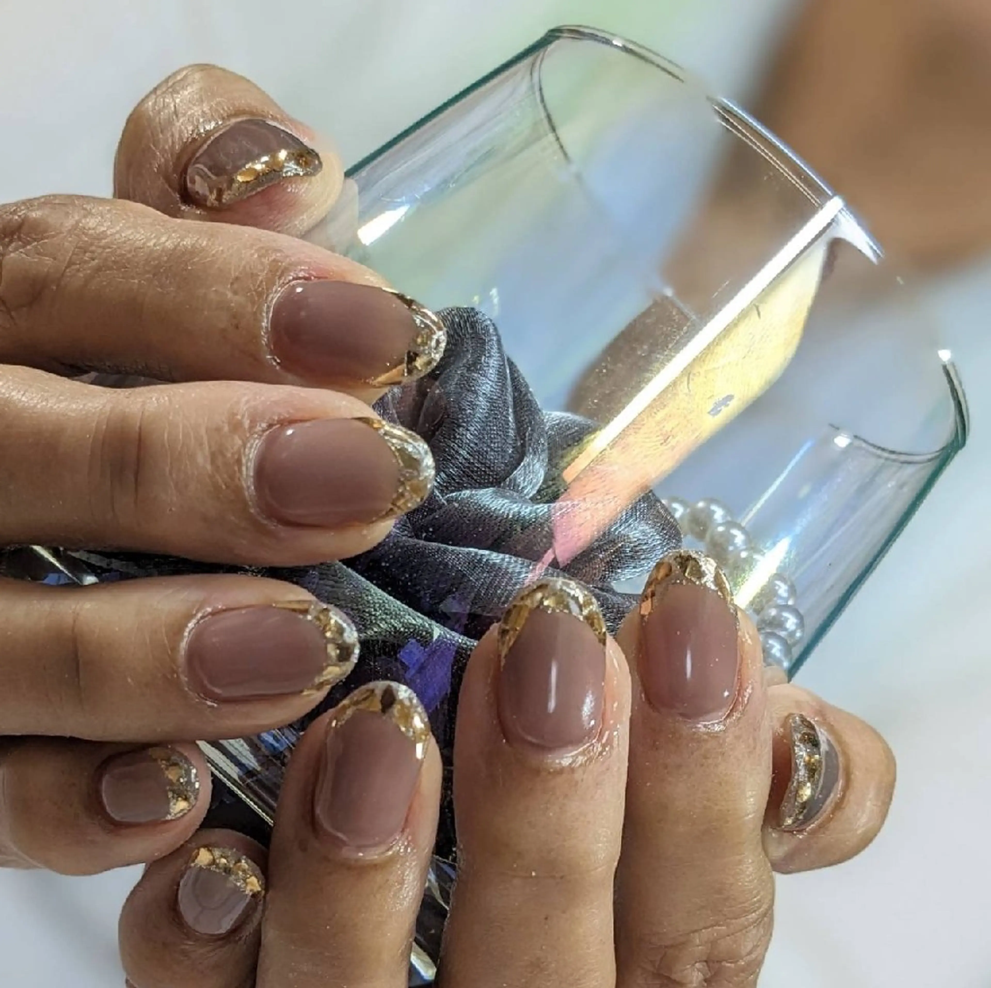 ネイル フレンチネイル ガラスフレンチ ハンドネイル ネイルサロンベルティ .keikoのネイルデザイン