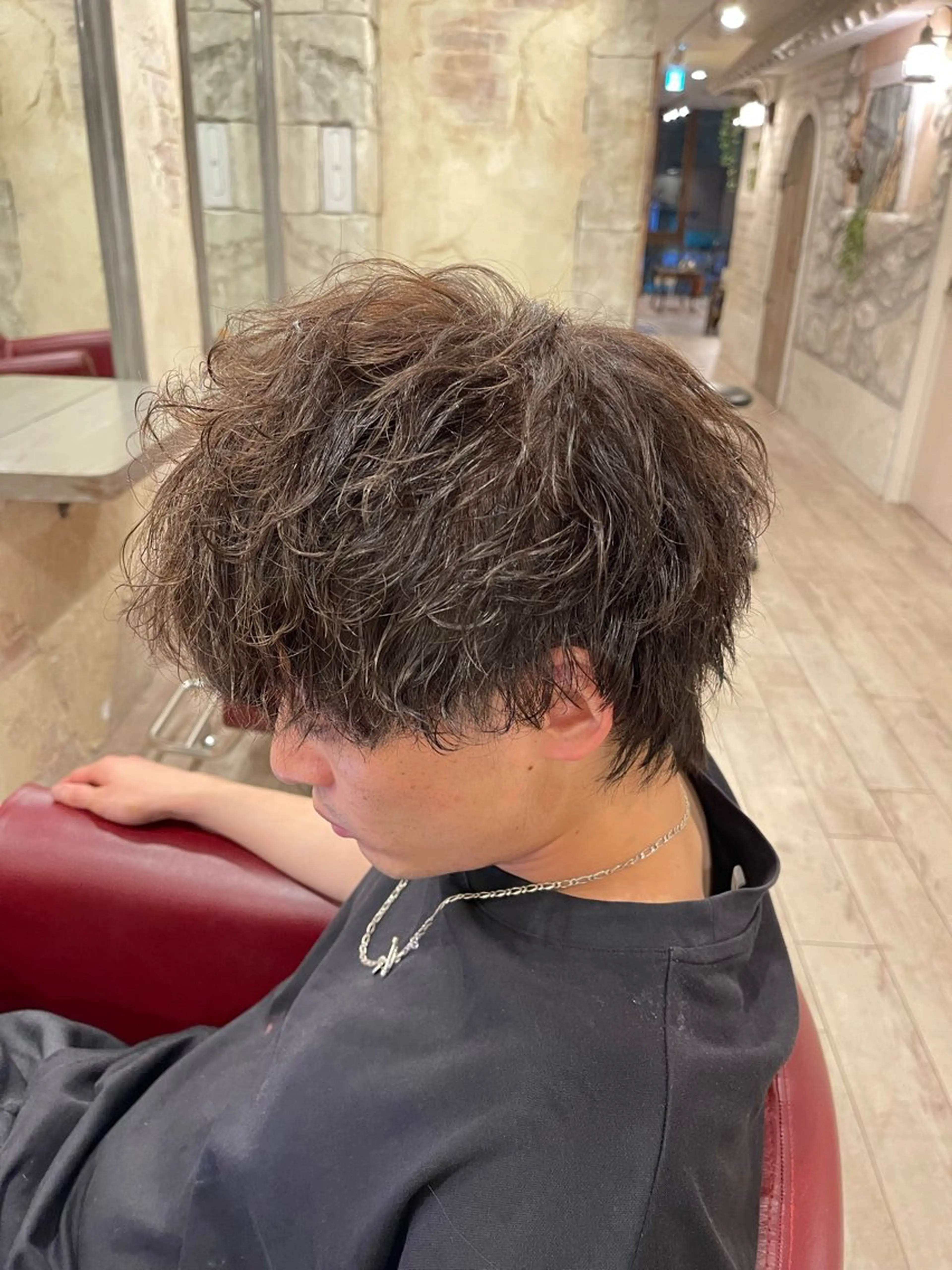 ショート カラー パーマ メンズ マッシュウルフ マッシュ メンズウルフカット ウルフカット カット パーマ トリートメント ショート/ボブ アンドウ☺︎のヘアスタイル