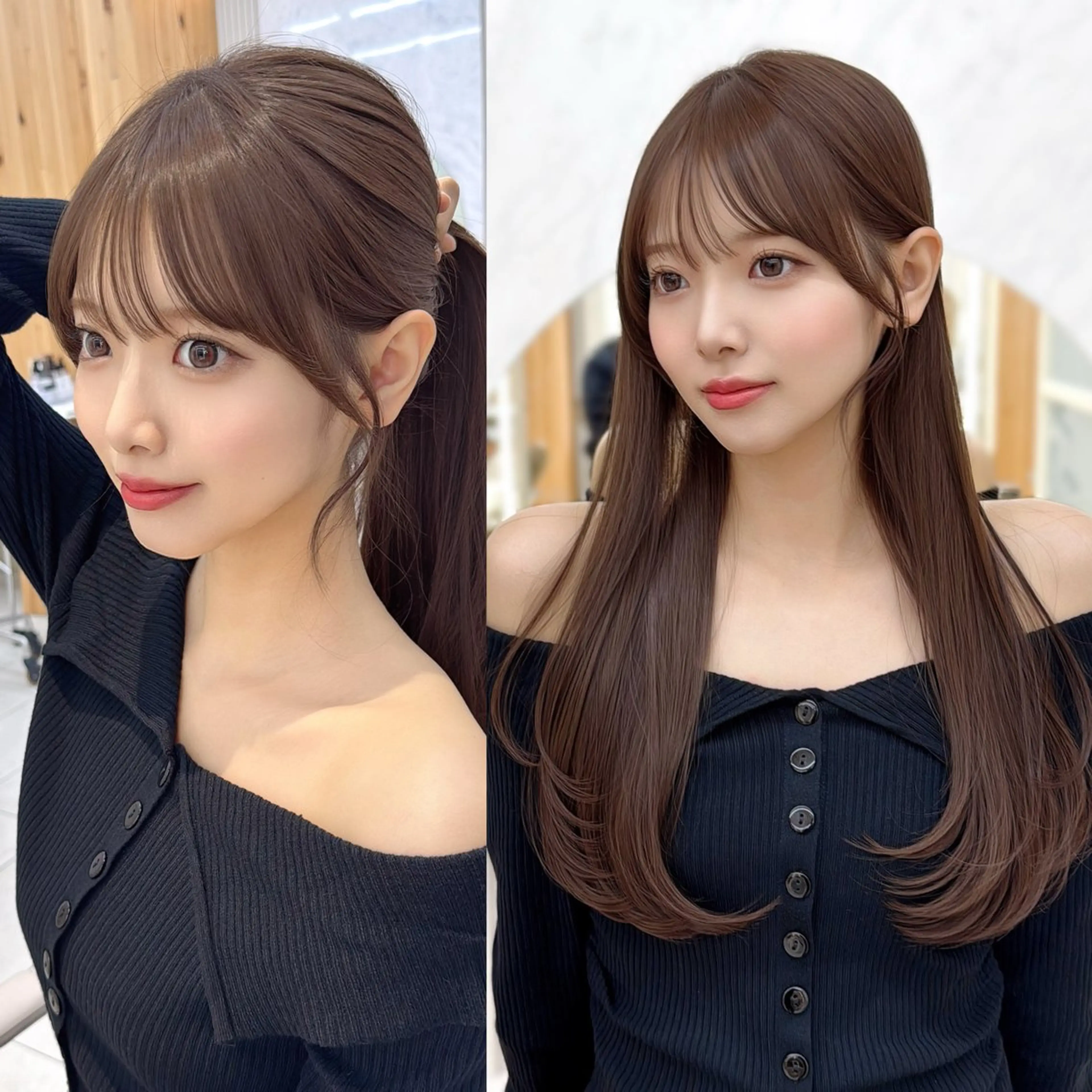 ロング カット ヘアカラー トリートメント レイヤーカット/ 顔まわり/アオイのヘアスタイル