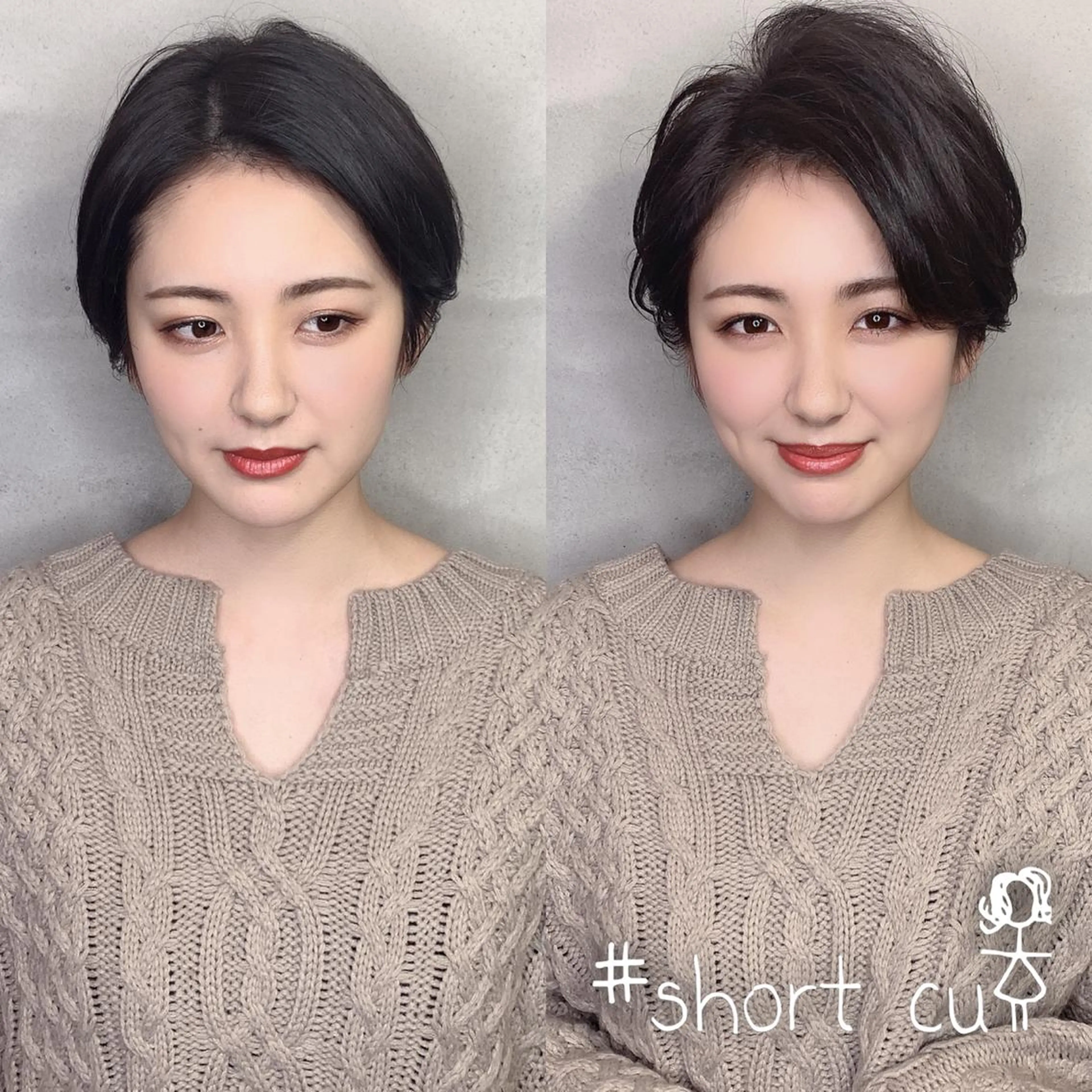 ショート ボブ くせ毛 顔周りカット 髪質改善 韓国風ヘア カット ヘアカラー トリートメント 武田涼レイヤーカット 髪質改善×縮毛矯正のヘアスタイル