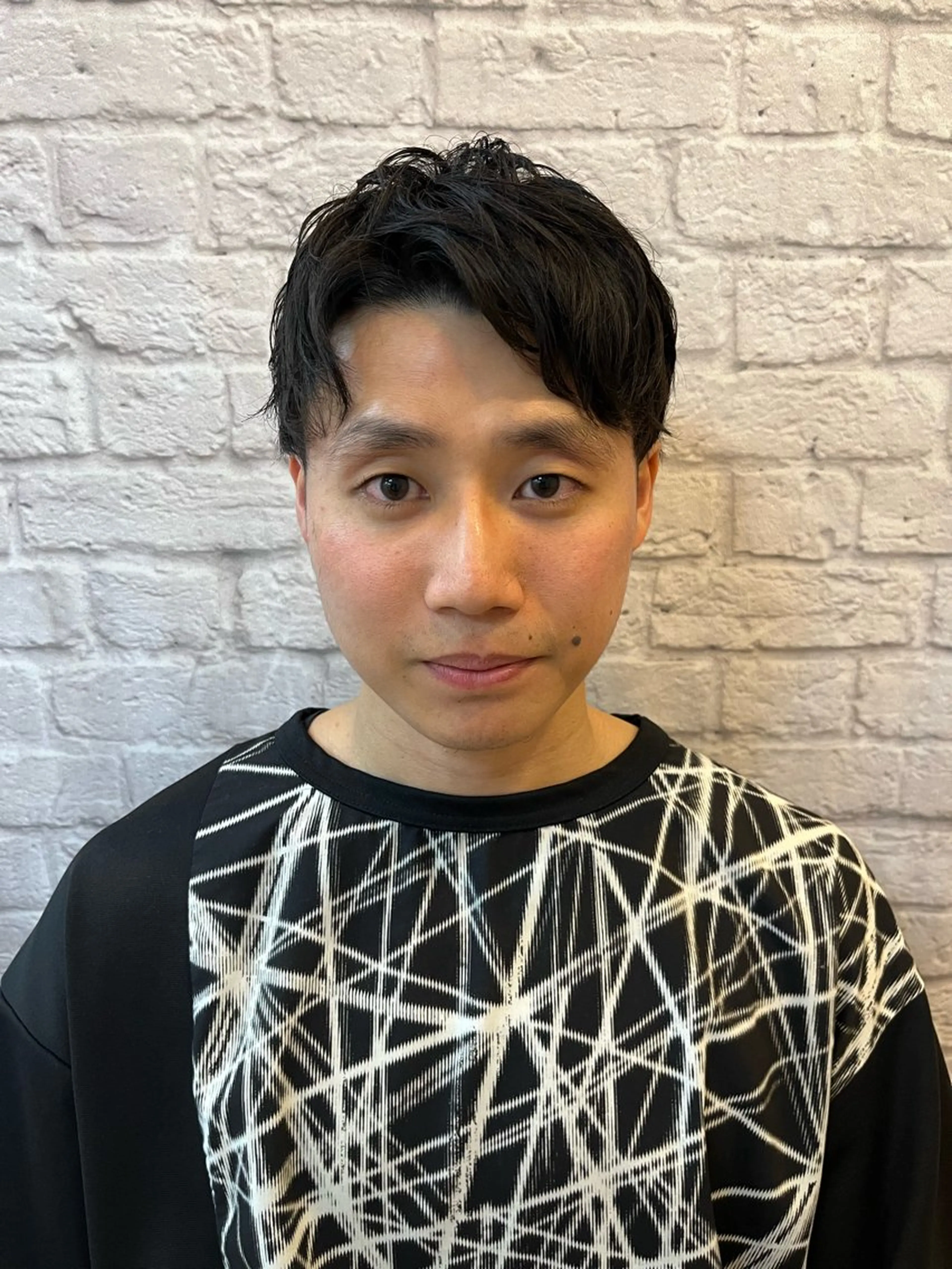 ミディアム メンズ アップバング ツーブロック 💈メンズカット 💈加仲凌也のヘアスタイル