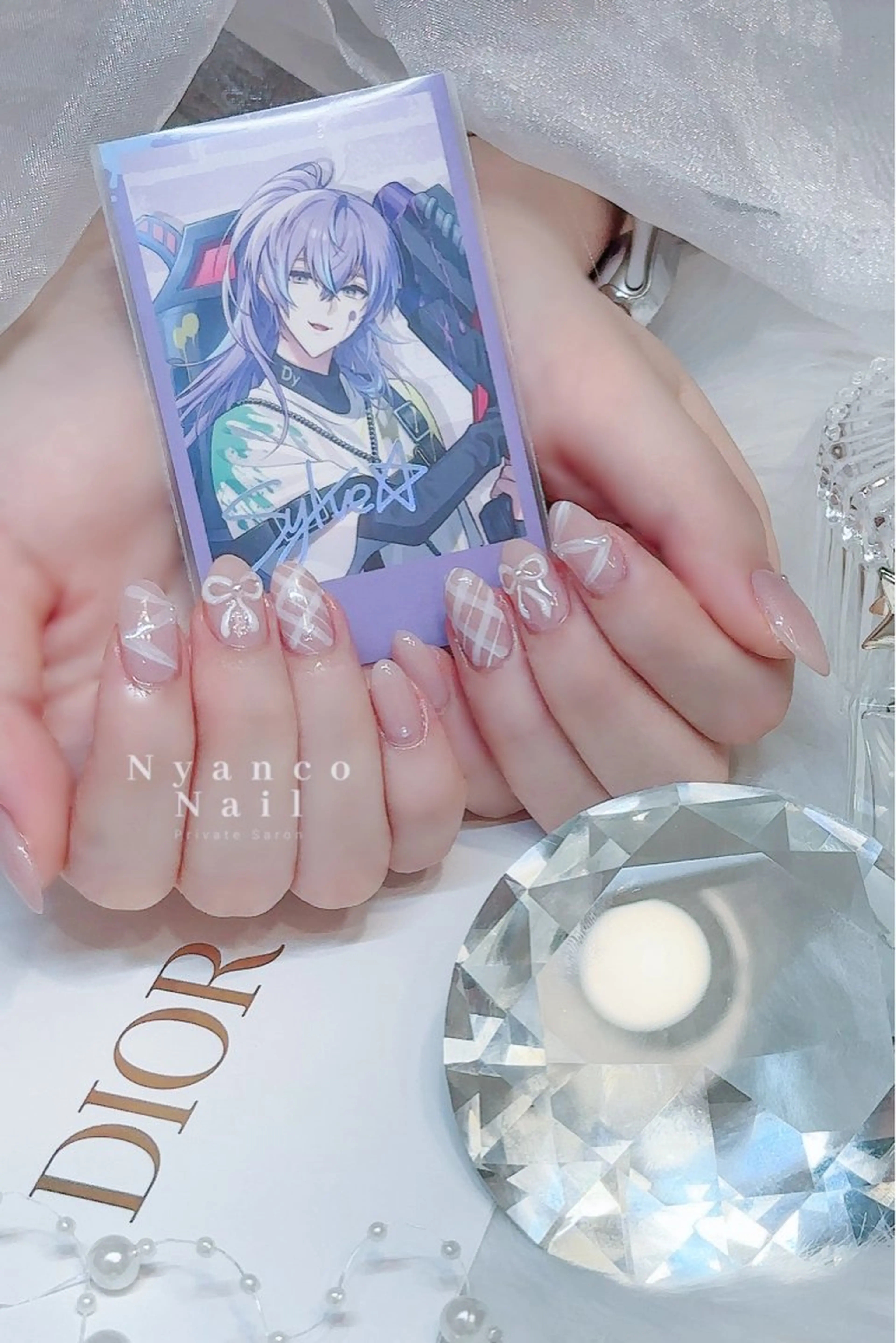 ネイル ジェルネイル リボン ワンホンネイル Nyanco Nailのネイルデザイン