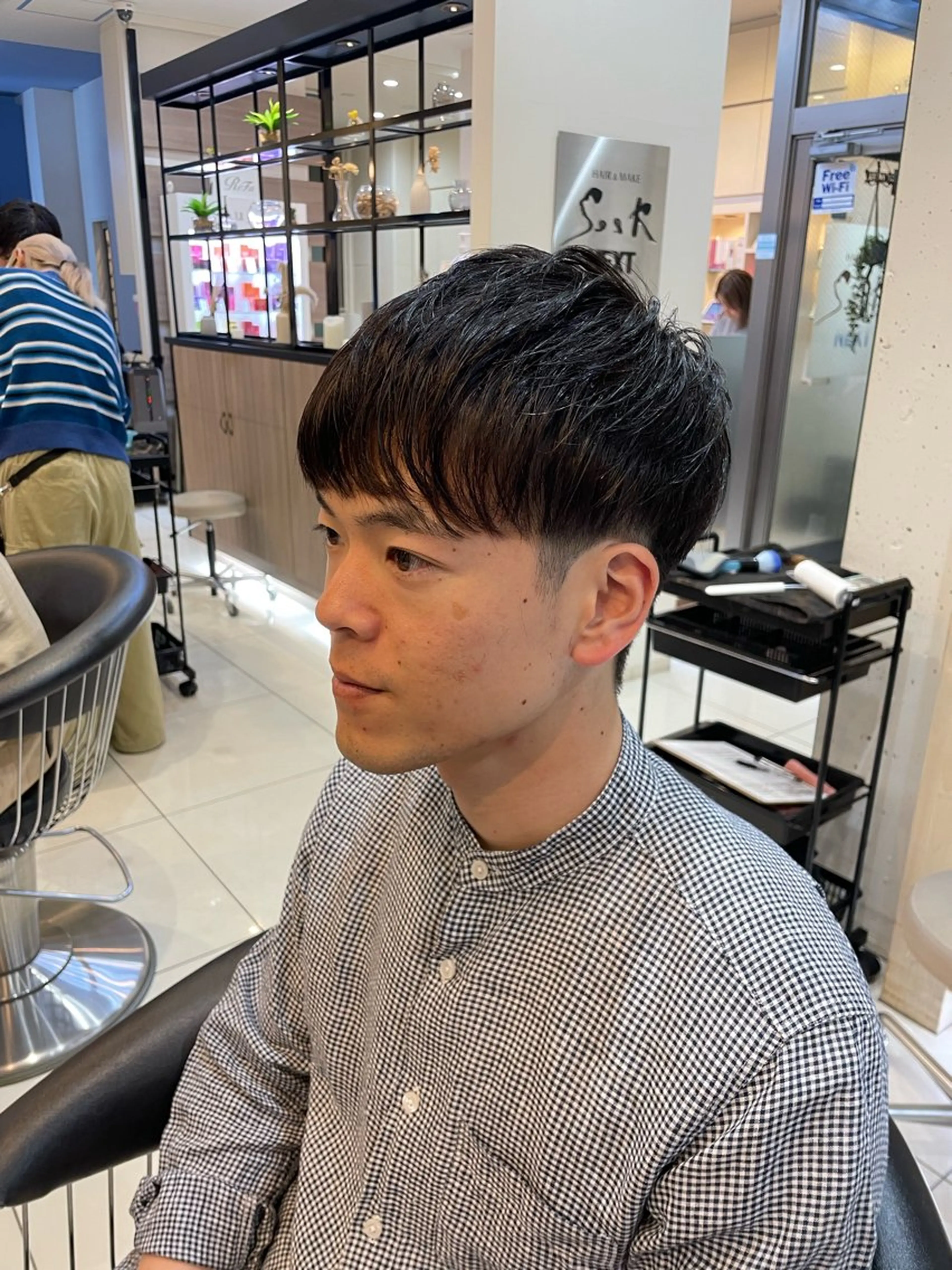 メンズ mao♡ベージュ/ 顔周りカットのヘアスタイル