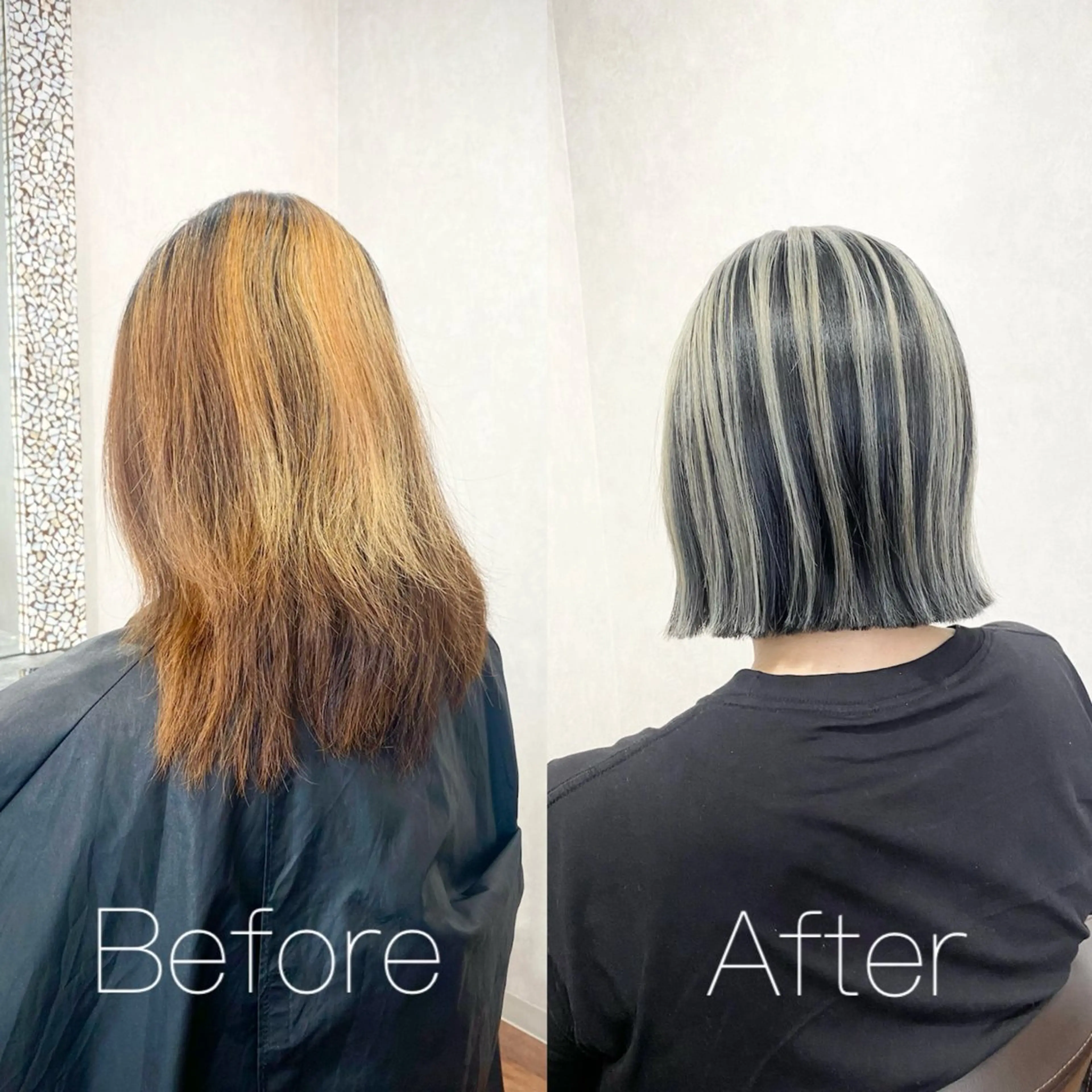 ミディアム カラー ブリーチ ハイライトカラー ハイライト カット ヘアカラー _White所属・ＳＨＩ ＺＵのヘアスタイル