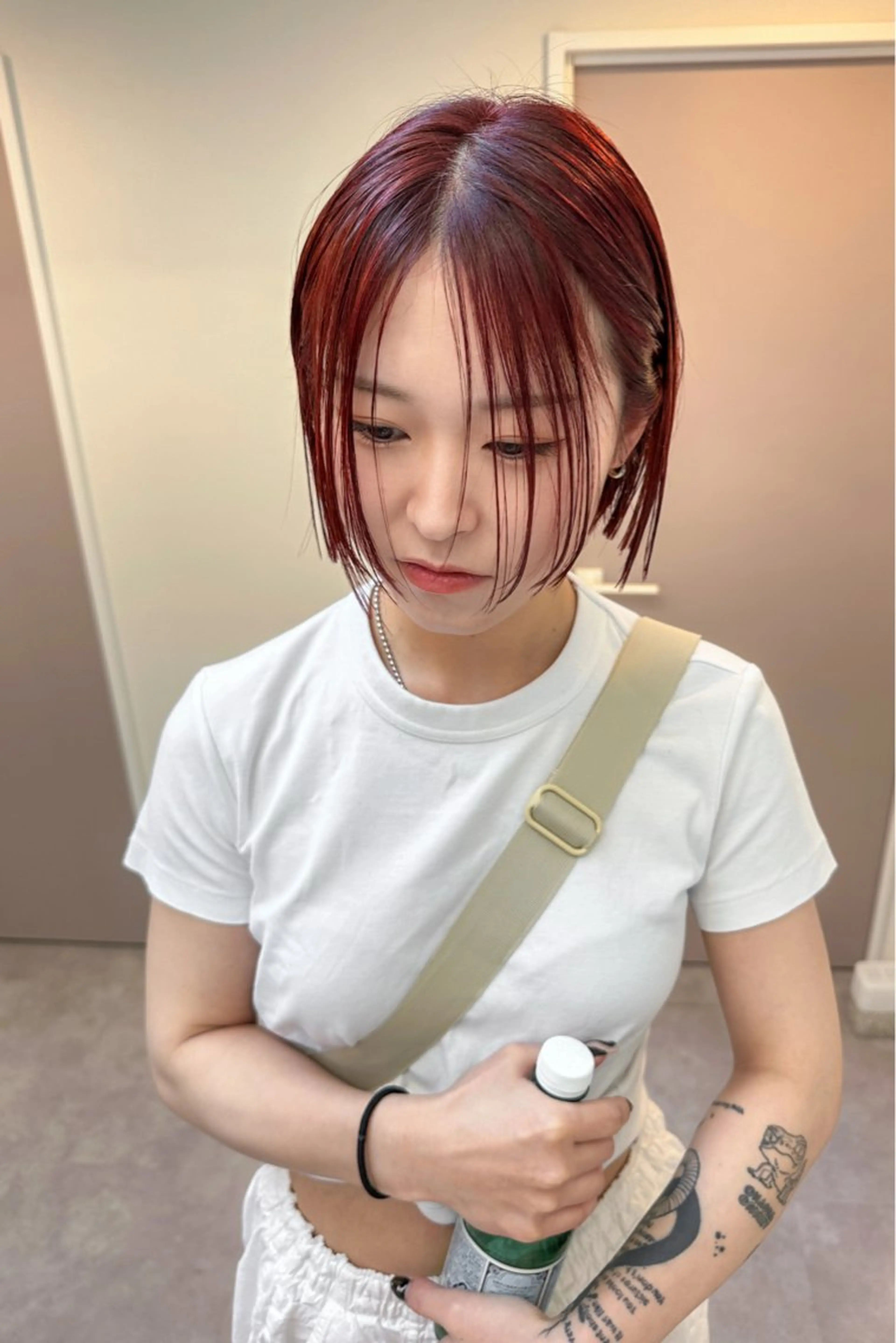 ショート カラー レッドカラー カット ヘアカラー トリートメント kyon.hair 韓国カットカラーのヘアスタイル