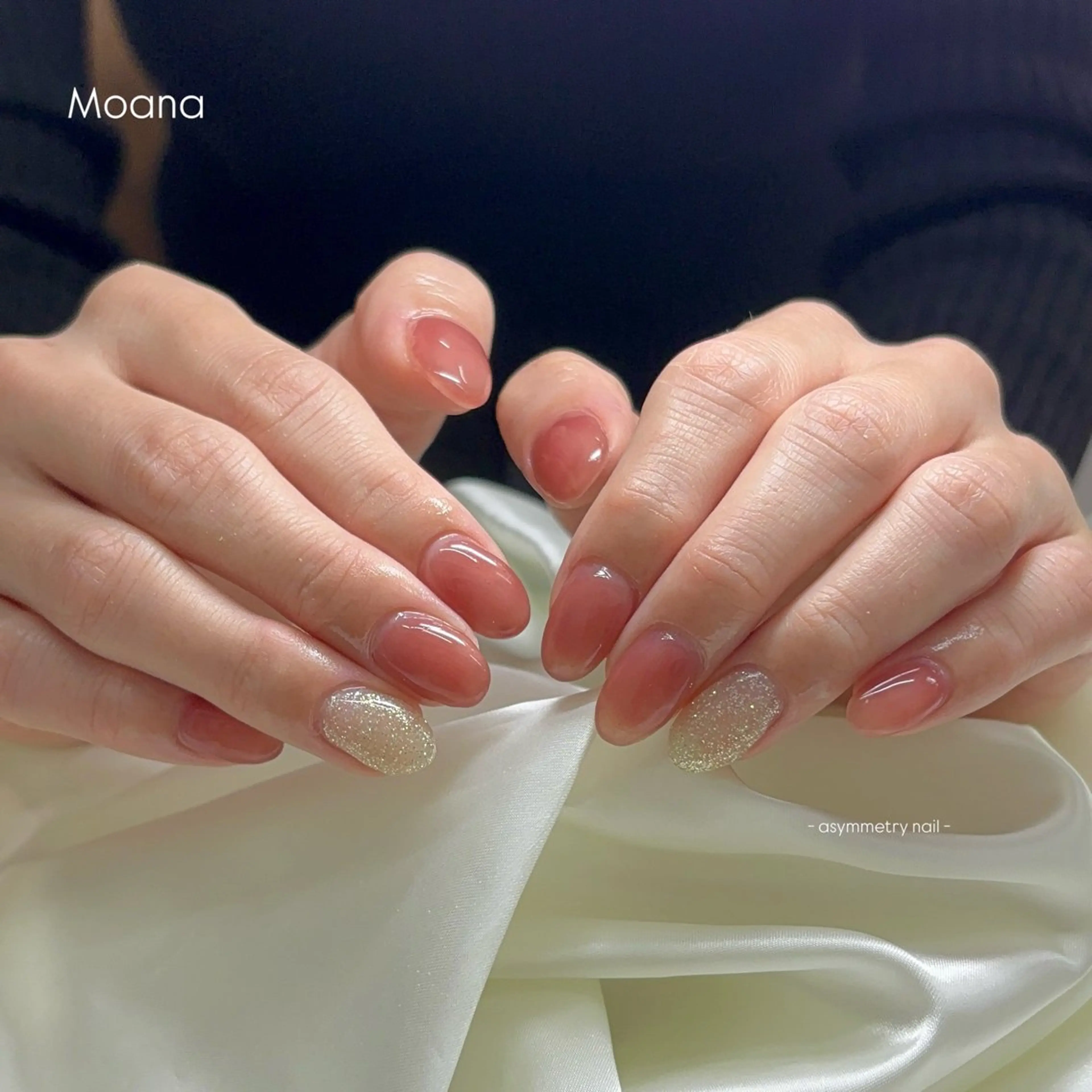 ネイル ラメ(グリッター) ピンク シルバー 春ネイル Moana nail Hiyoriのネイルデザイン