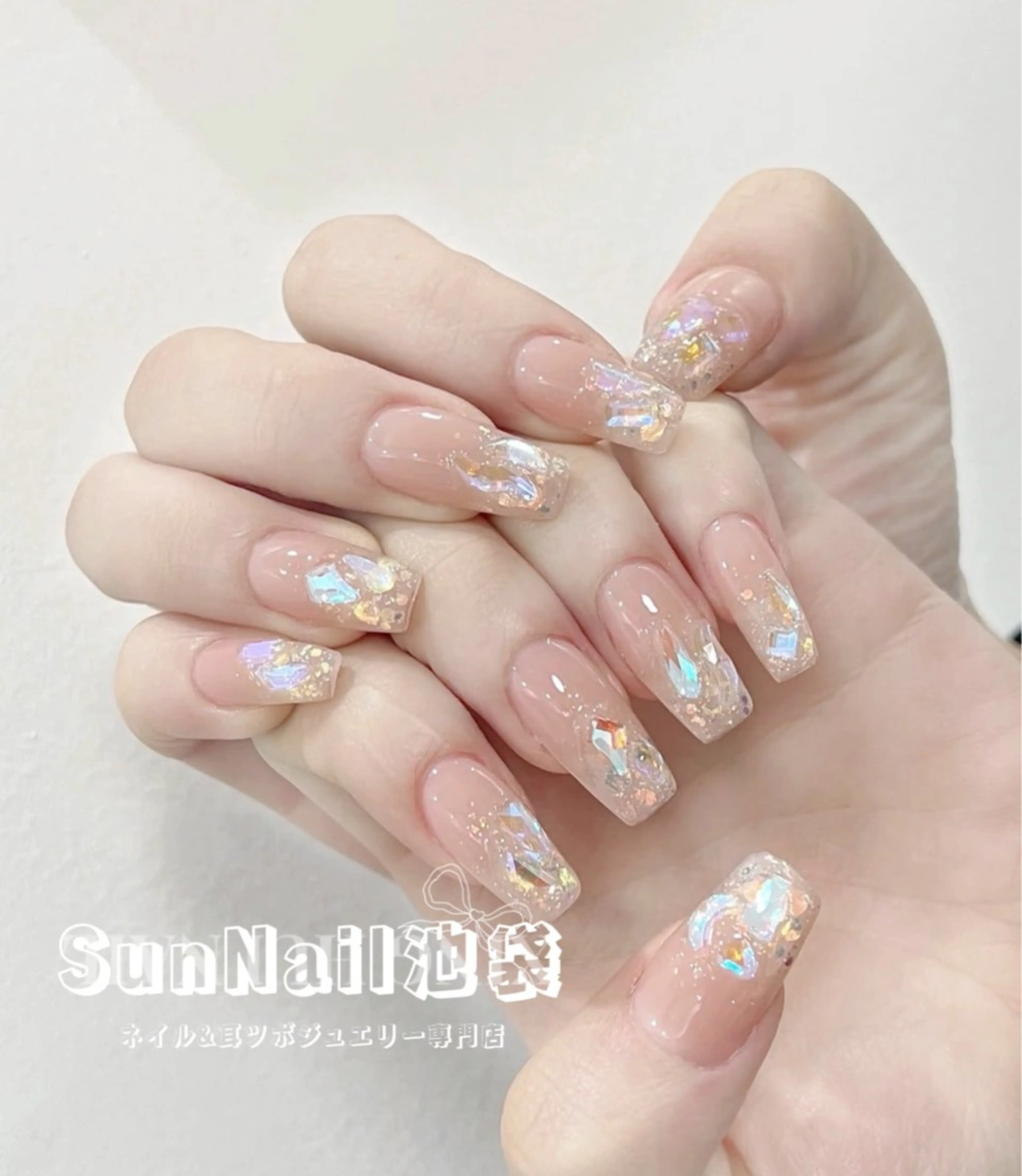 ネイル チークネイル 長さ出し フレンチネイル ガーリー 韓国ネイル Sun Nail 池袋のネイルデザイン