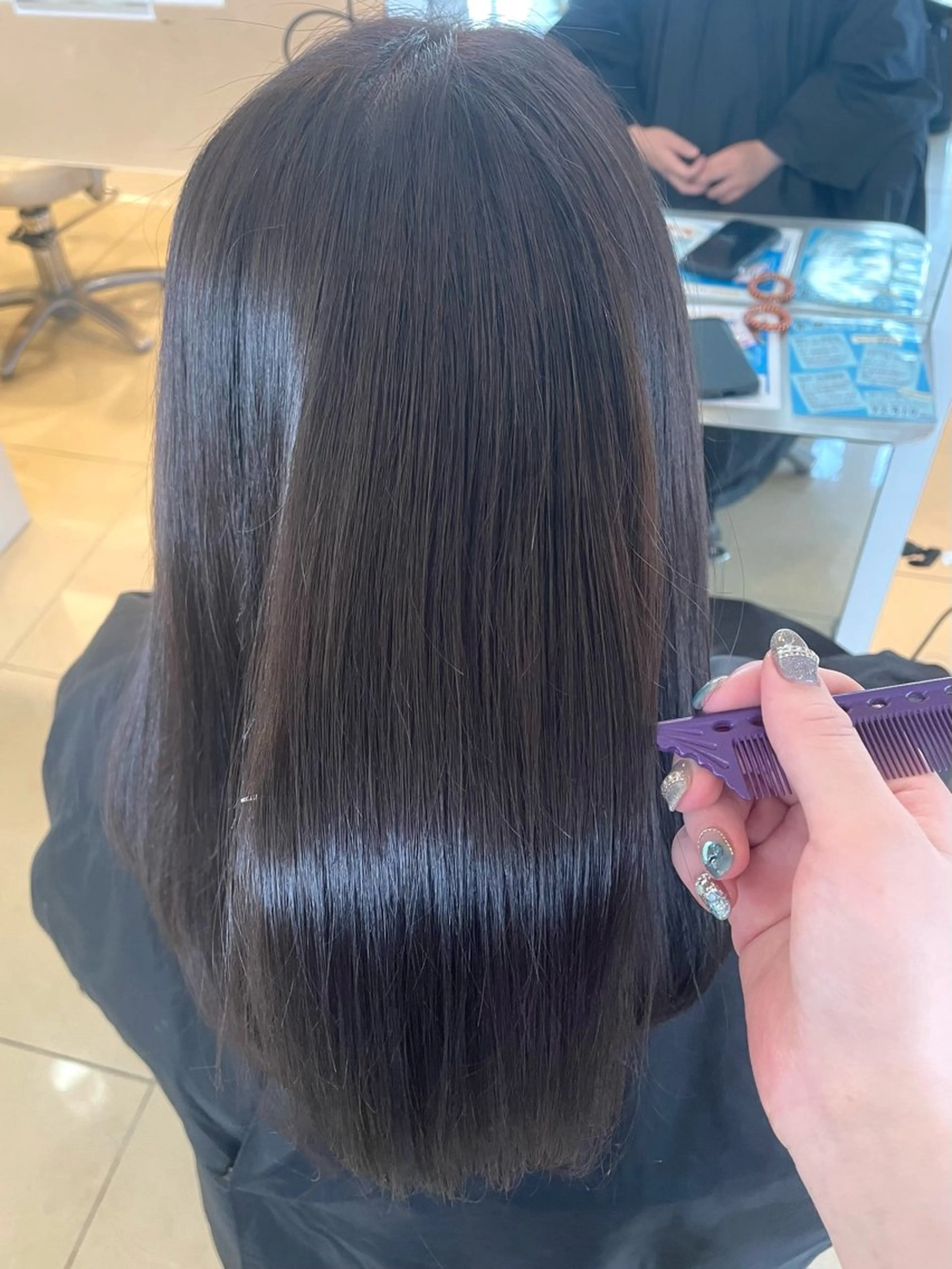 ミディアム カット ヘアカラー トリートメント 💖透明感カラー💖 西添 奈々美のヘアスタイル