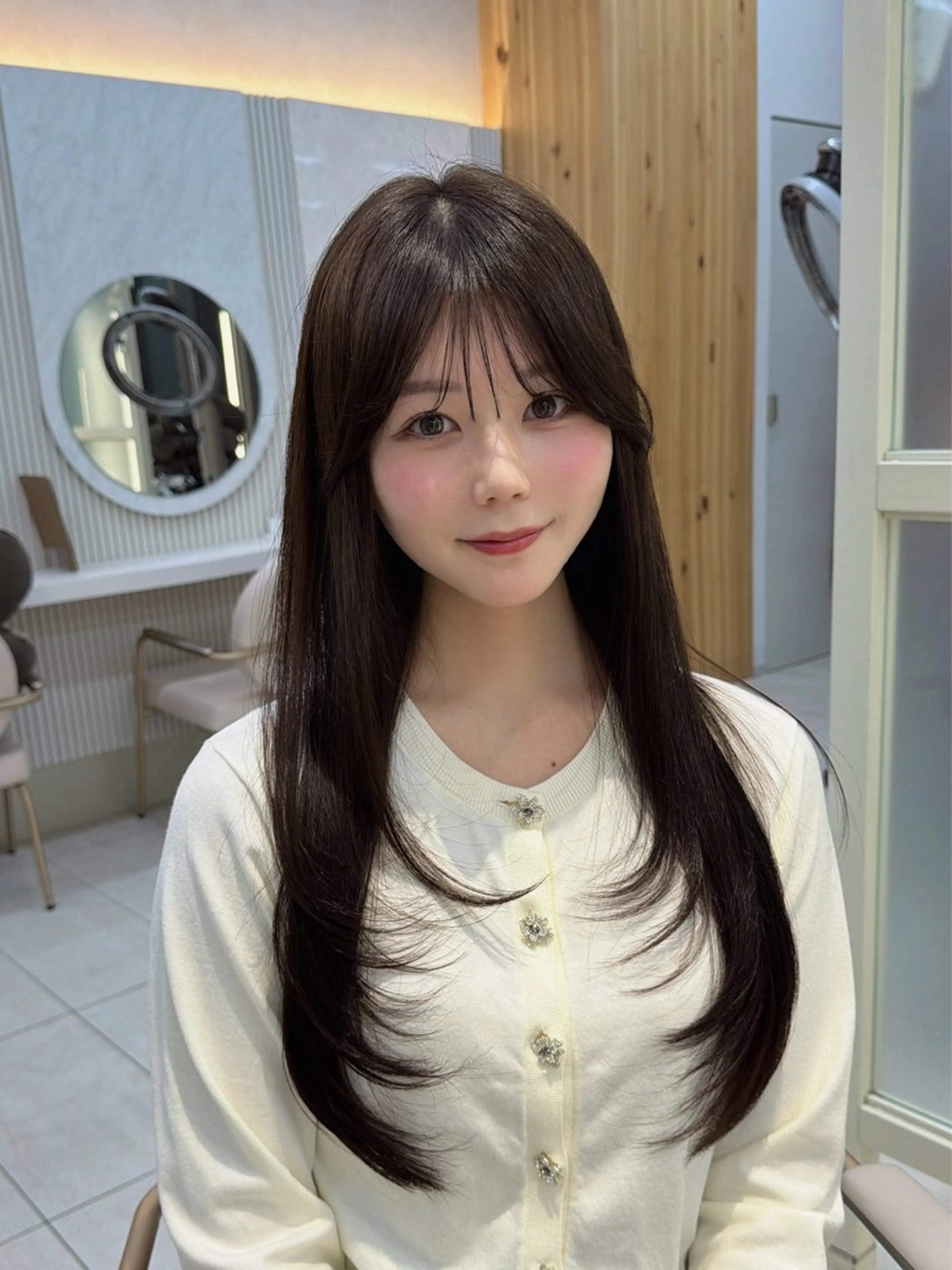 ロング カット ヘアカラー トリートメント 顔周り/透明感カラー /韓国ヘア/TAKUのヘアスタイル