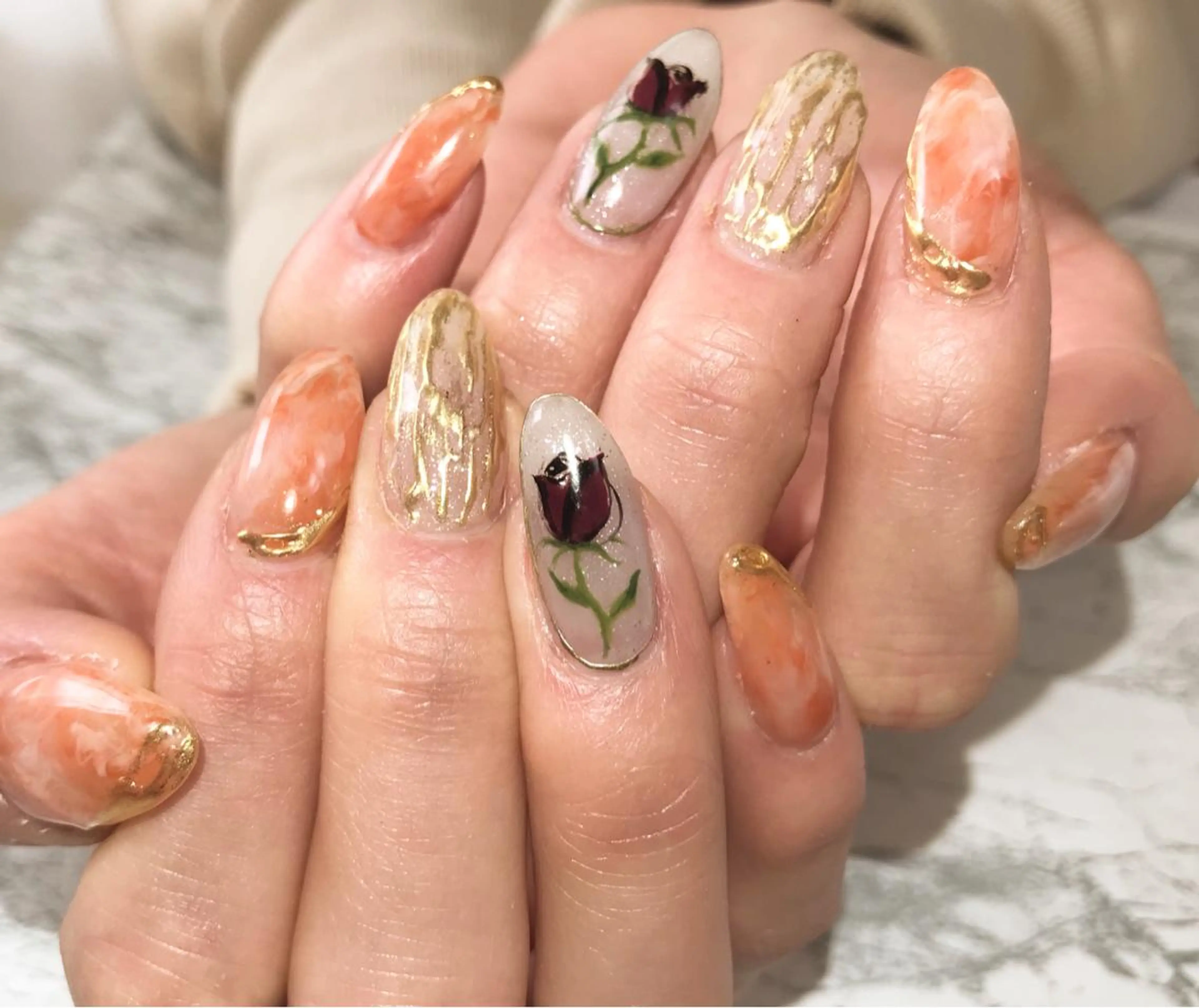ネイル フットネイル 大理石ネイル(マーブル) ミラーネイル ニュアンスネイル シンプルネイル ネイル フフラ所属・nail fufla ♡yamane♡のネイルデザイン