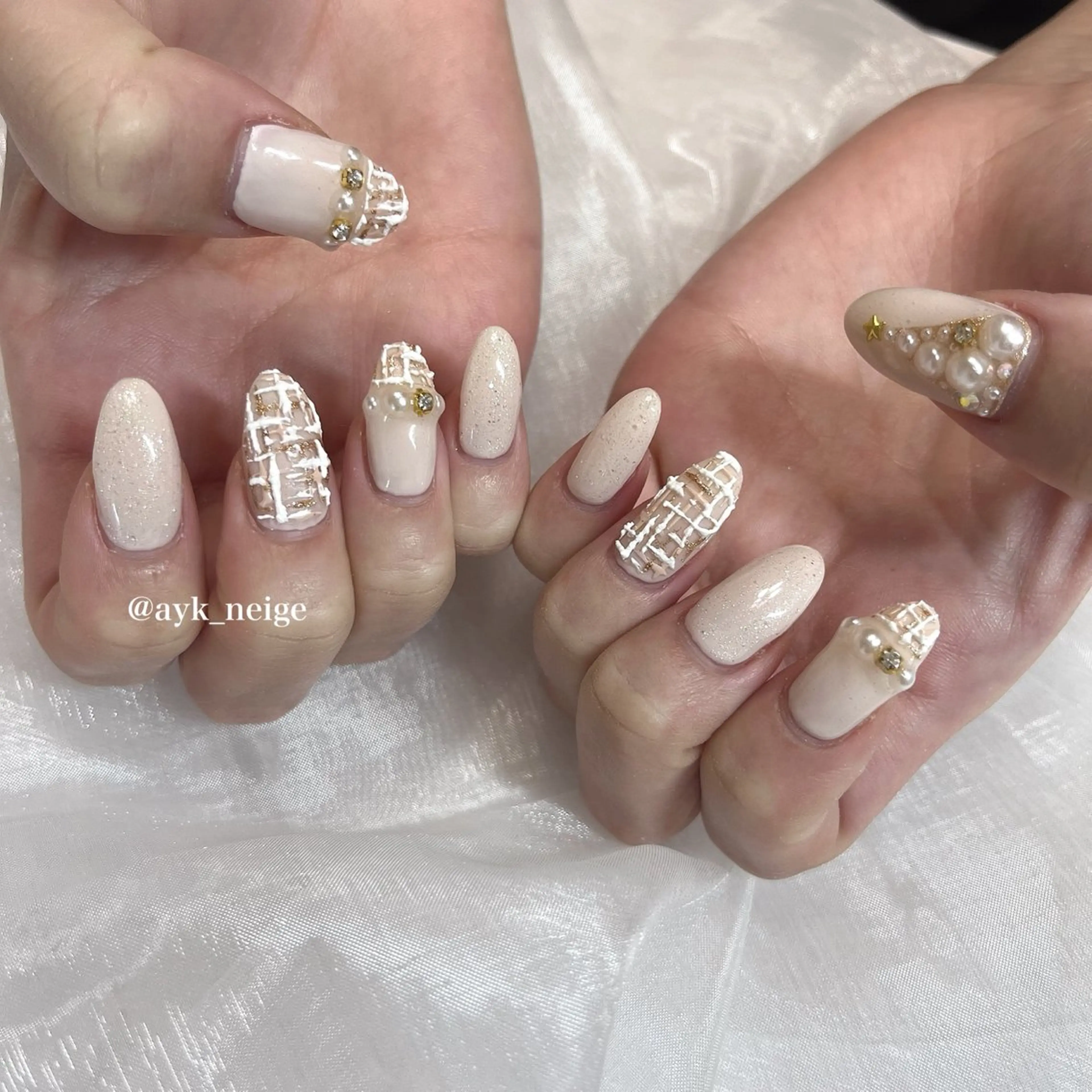 ネイル フットネイル キラキラネイル 韓国ネイル リボン n'eige nail所属・大谷 綾香のネイルデザイン