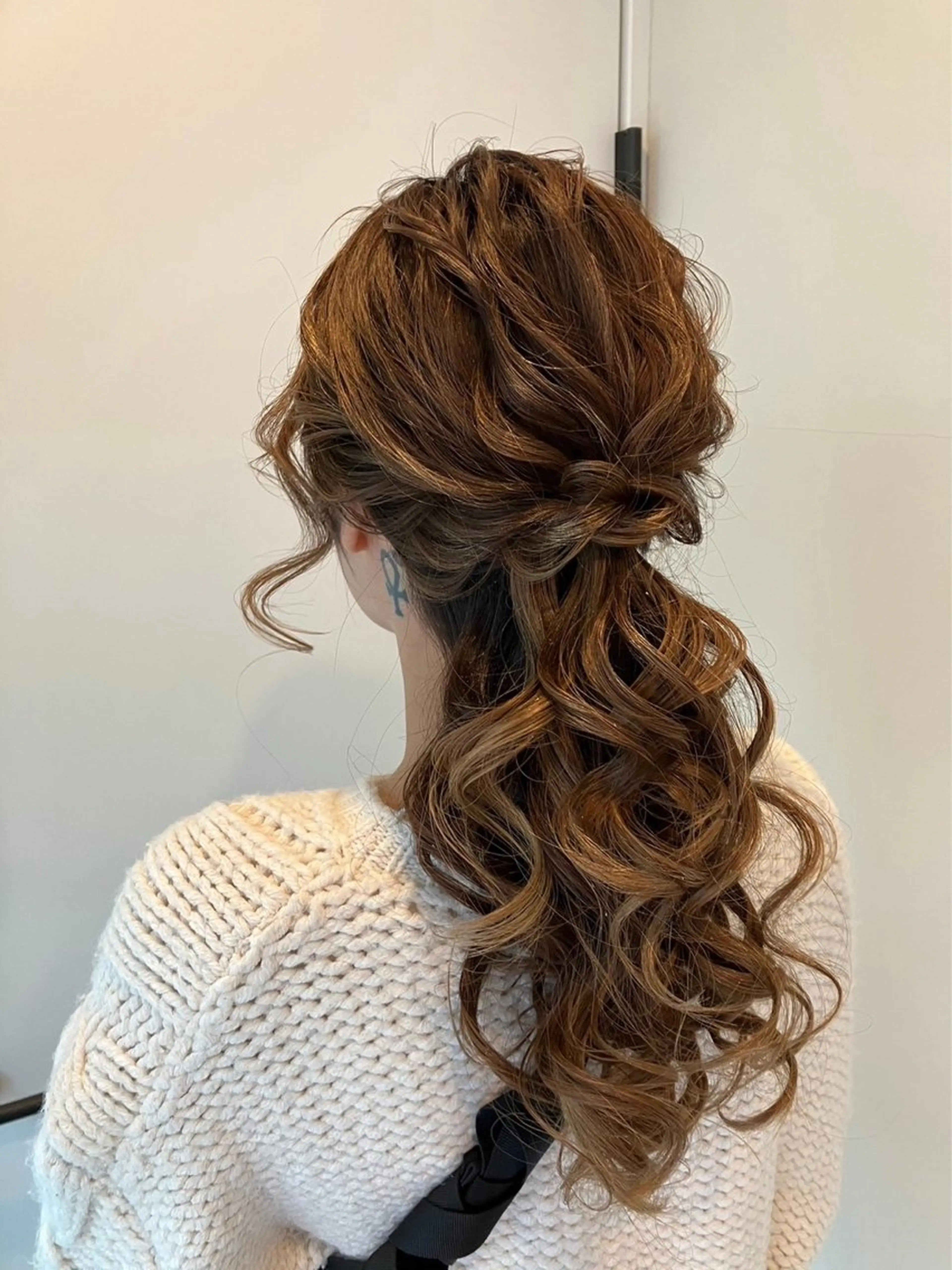 ヘアアレンジ ハーフアップ ポニーテール Hair&Make Nahoのマツエク・マツパデザイン