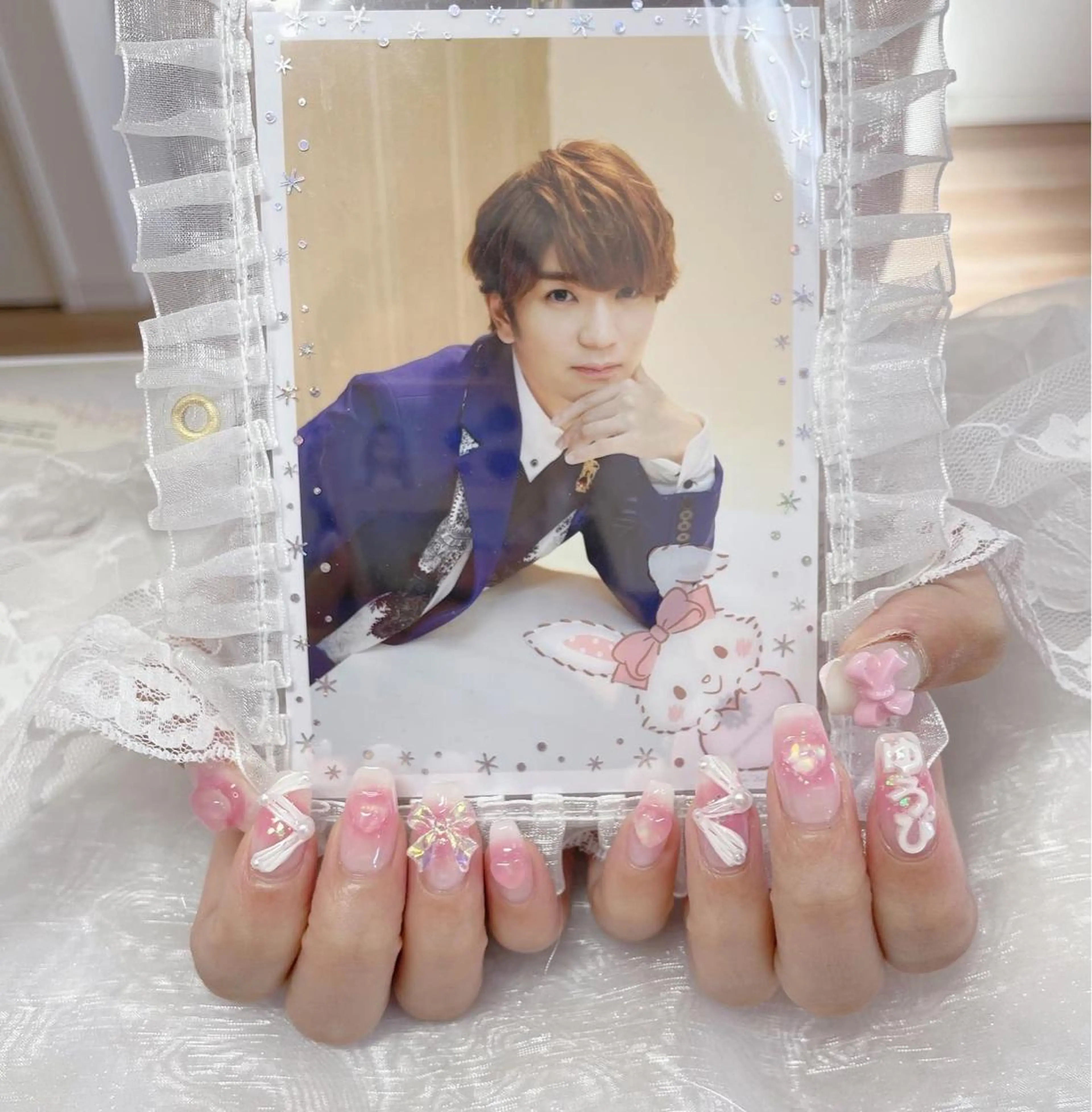 ネイル アートネイル ハート リボン ハンドネイル La neige* yuki 🥯🍑のネイルデザイン