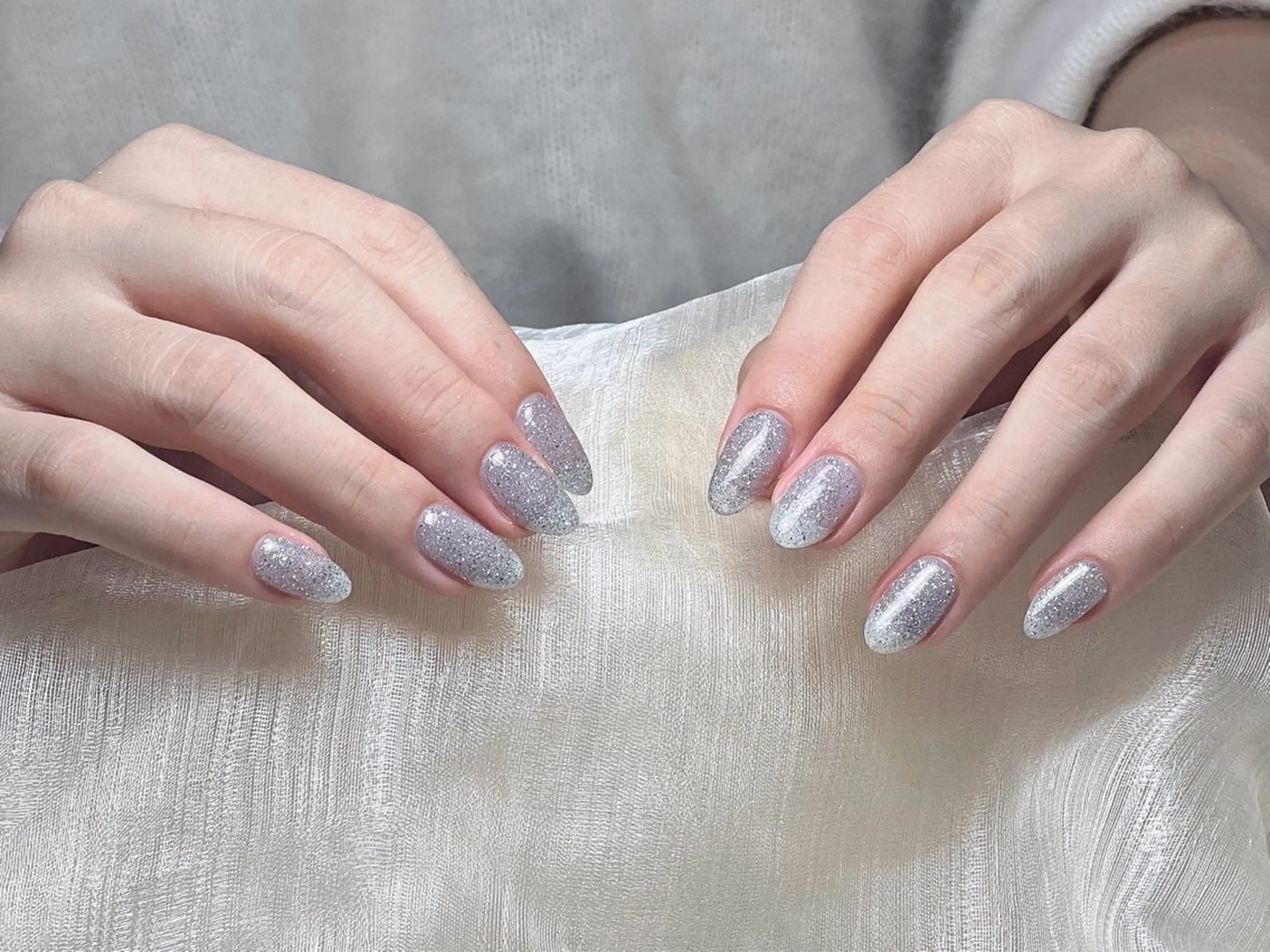 ネイル オーロラネイル チークネイル フレンチネイル ジェルネイル ガラスフレンチ ハンドネイル Nail Jolie所属・Nail Jolieのネイルデザイン