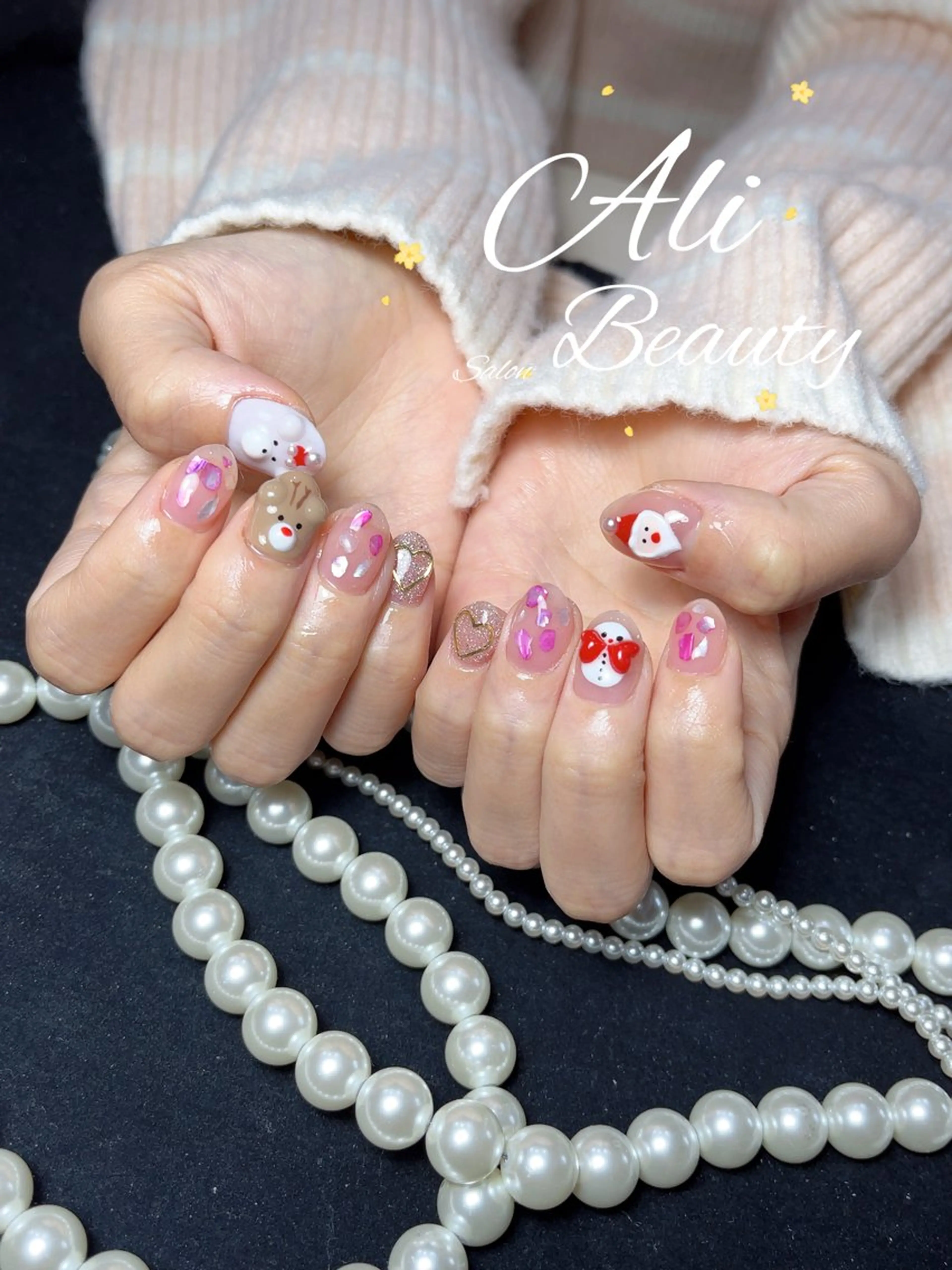 ネイル 冬ネイル クリスマス ハンドネイル Ali 新小岩 ネイル専門のネイルデザイン