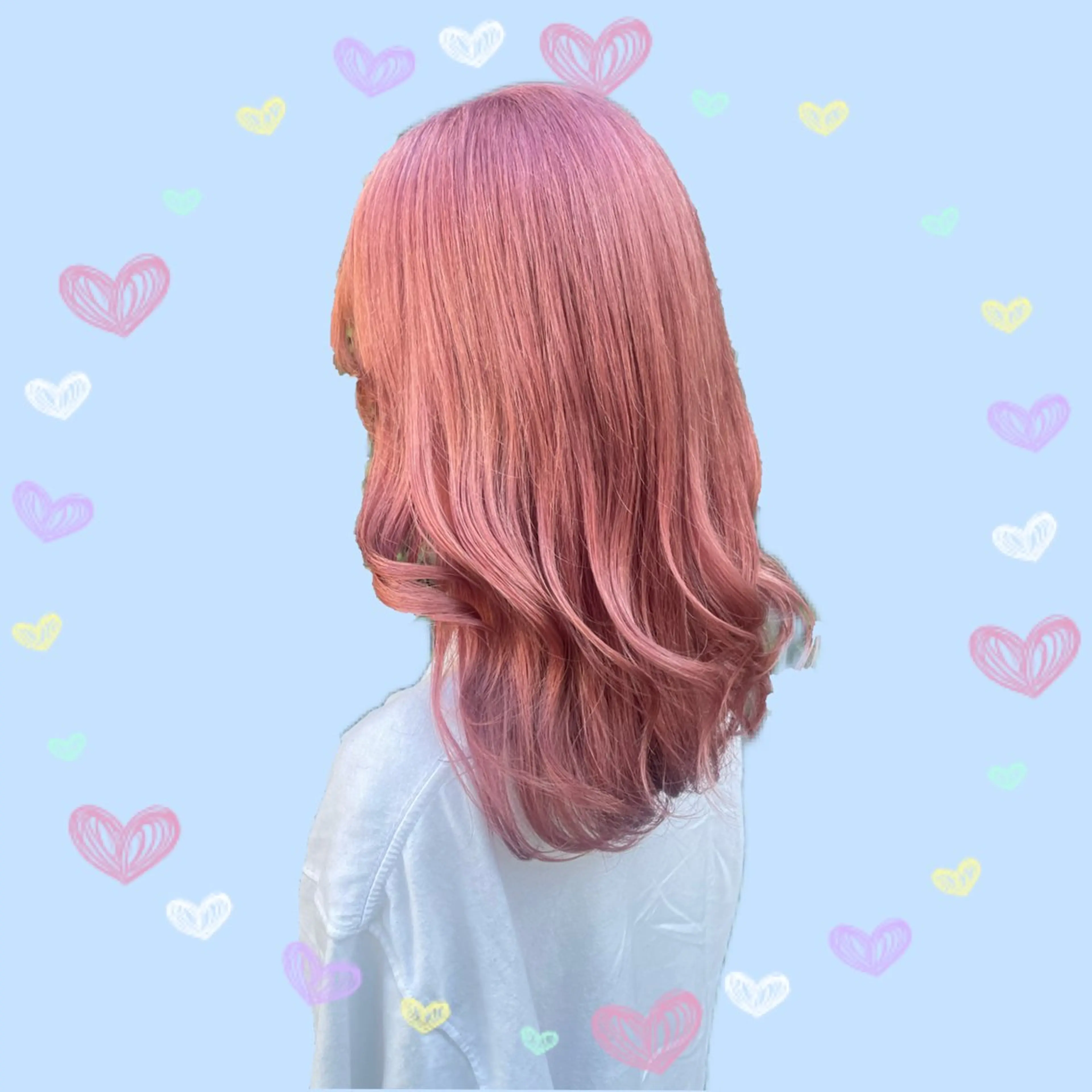 ロング カラー ヘアアレンジ ピンクカラー ブリーチ♡メンズ マッシュ♡MIUのヘアスタイル