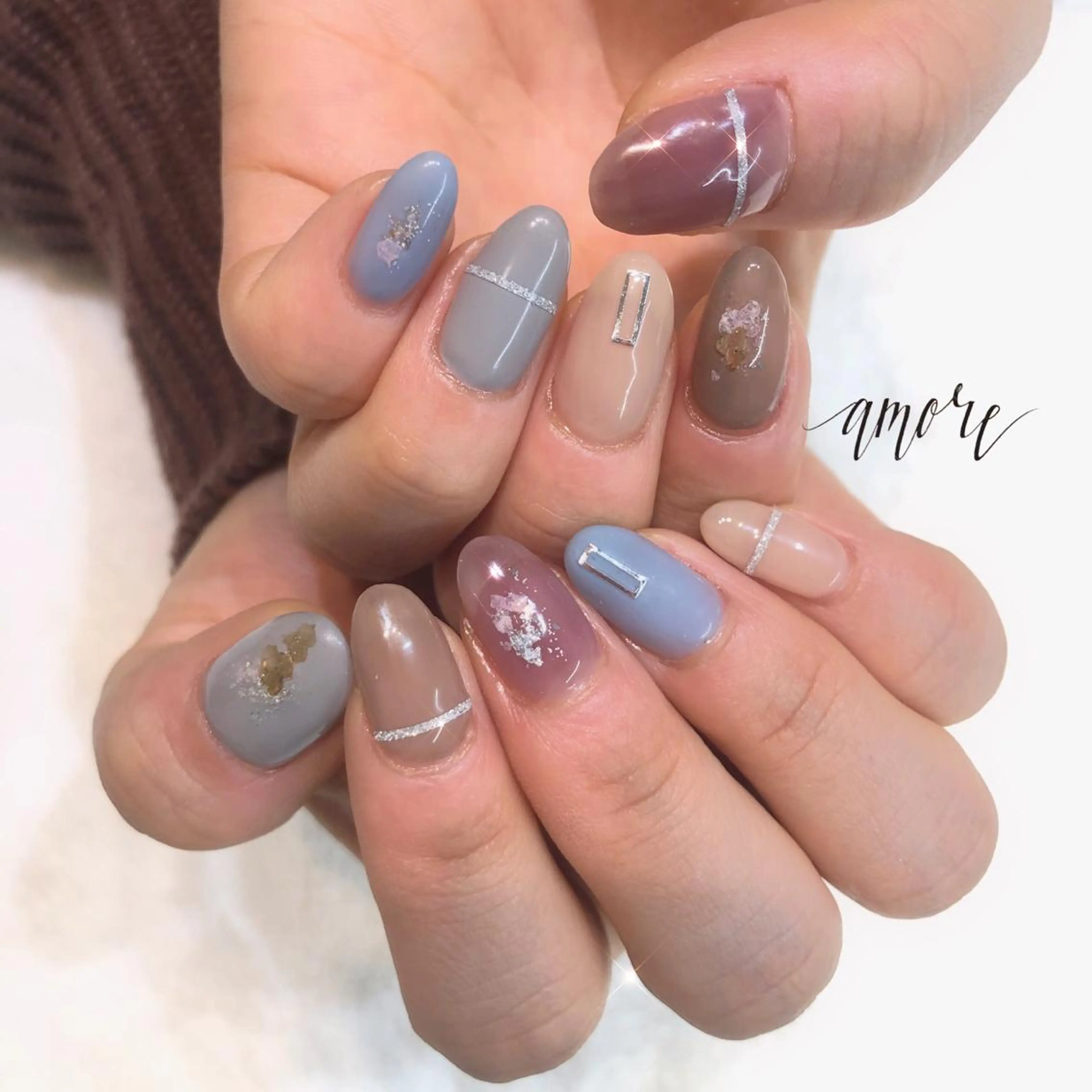 ネイル ブルー ジェルネイル ニュアンスネイル 春ネイル You kyehwaのネイルデザイン