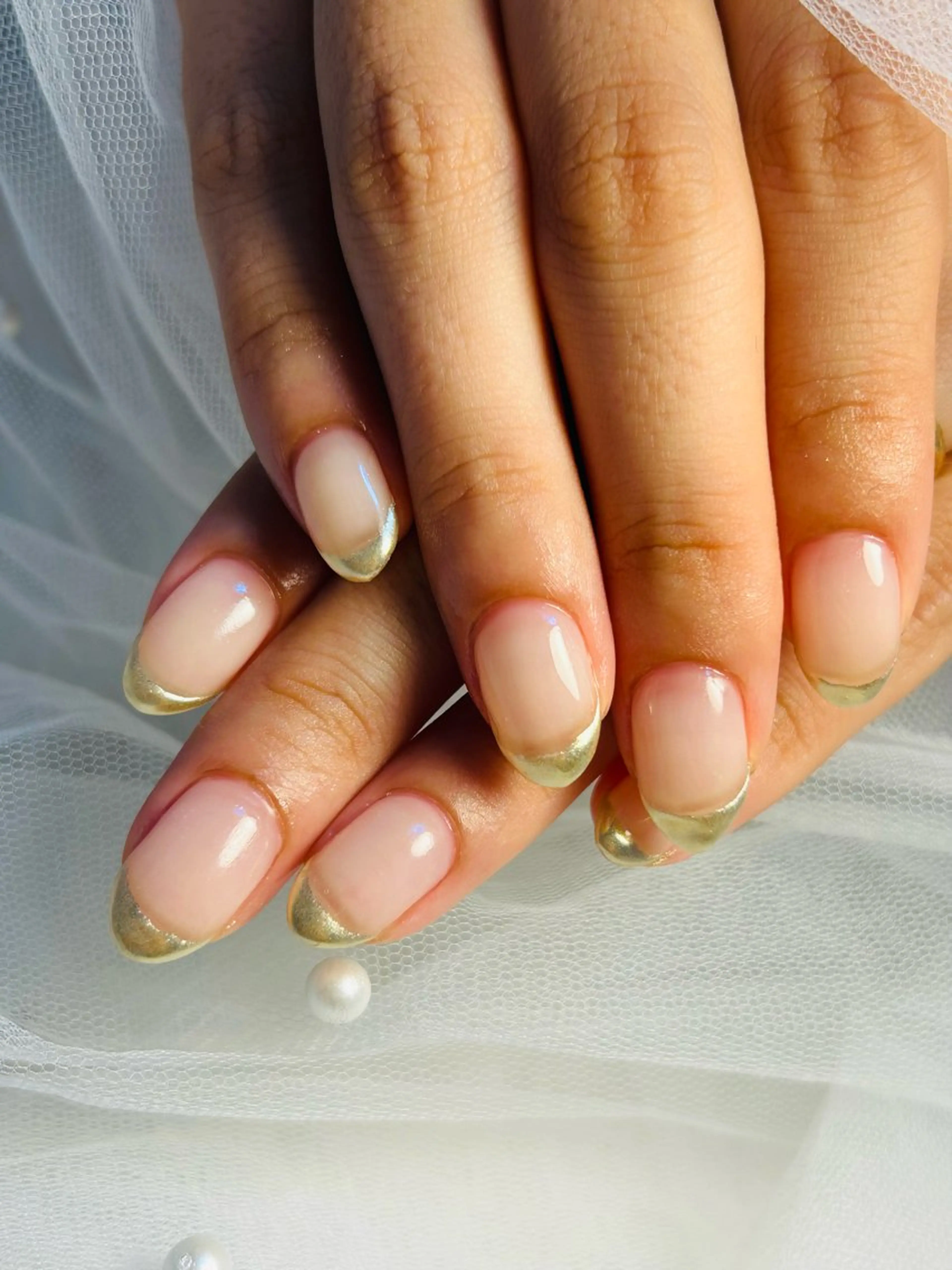 ネイル フレンチネイル ミラーネイル 金森 真以のネイルデザイン