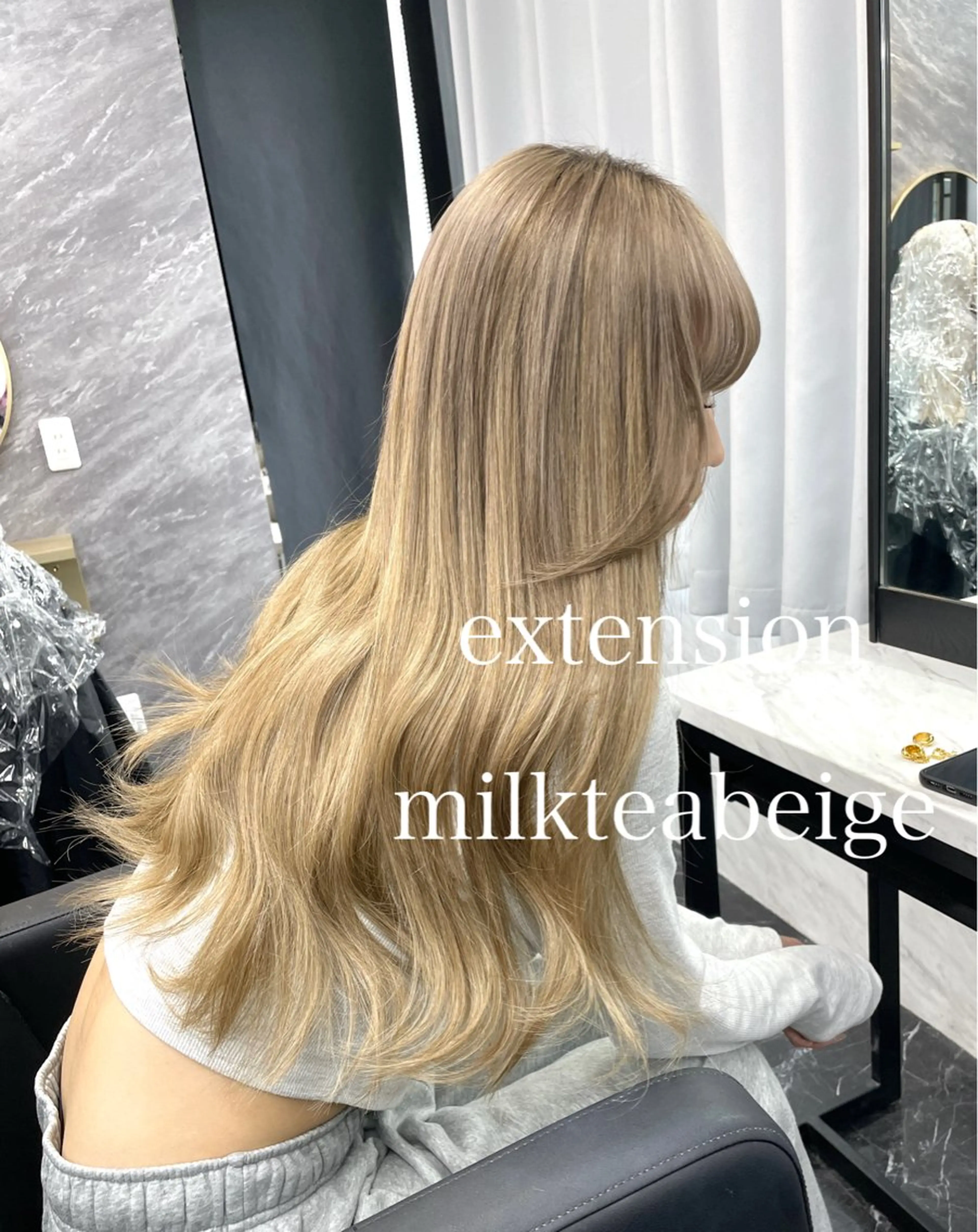 ロング カラー エクステ エクステ🩵ブリーチ 韓国ヘア🩵KAEのヘアスタイル