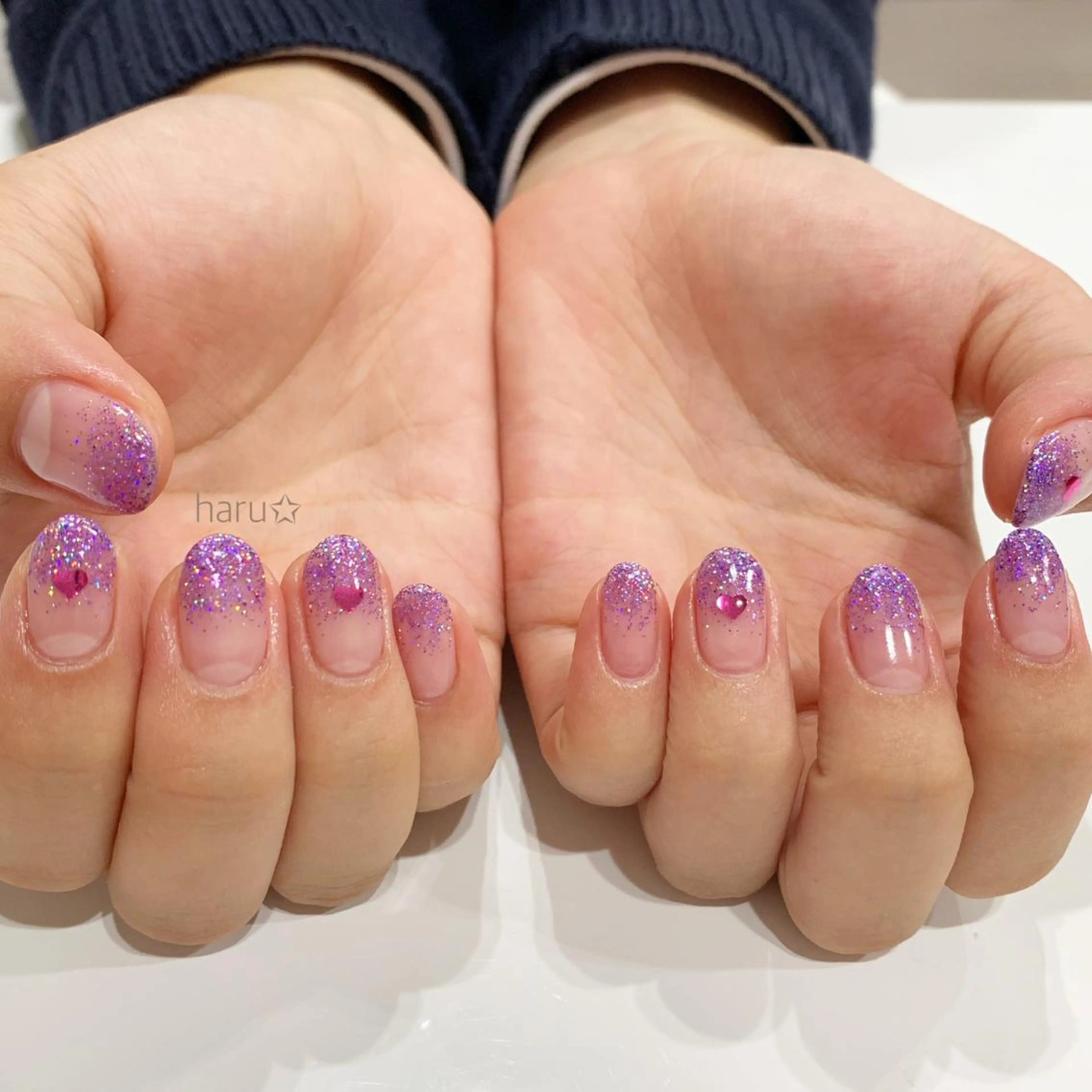 ネイル グラデーション ラメ(グリッター) ラメグラデーション うにゃねいる ✿ harunaのネイルデザイン