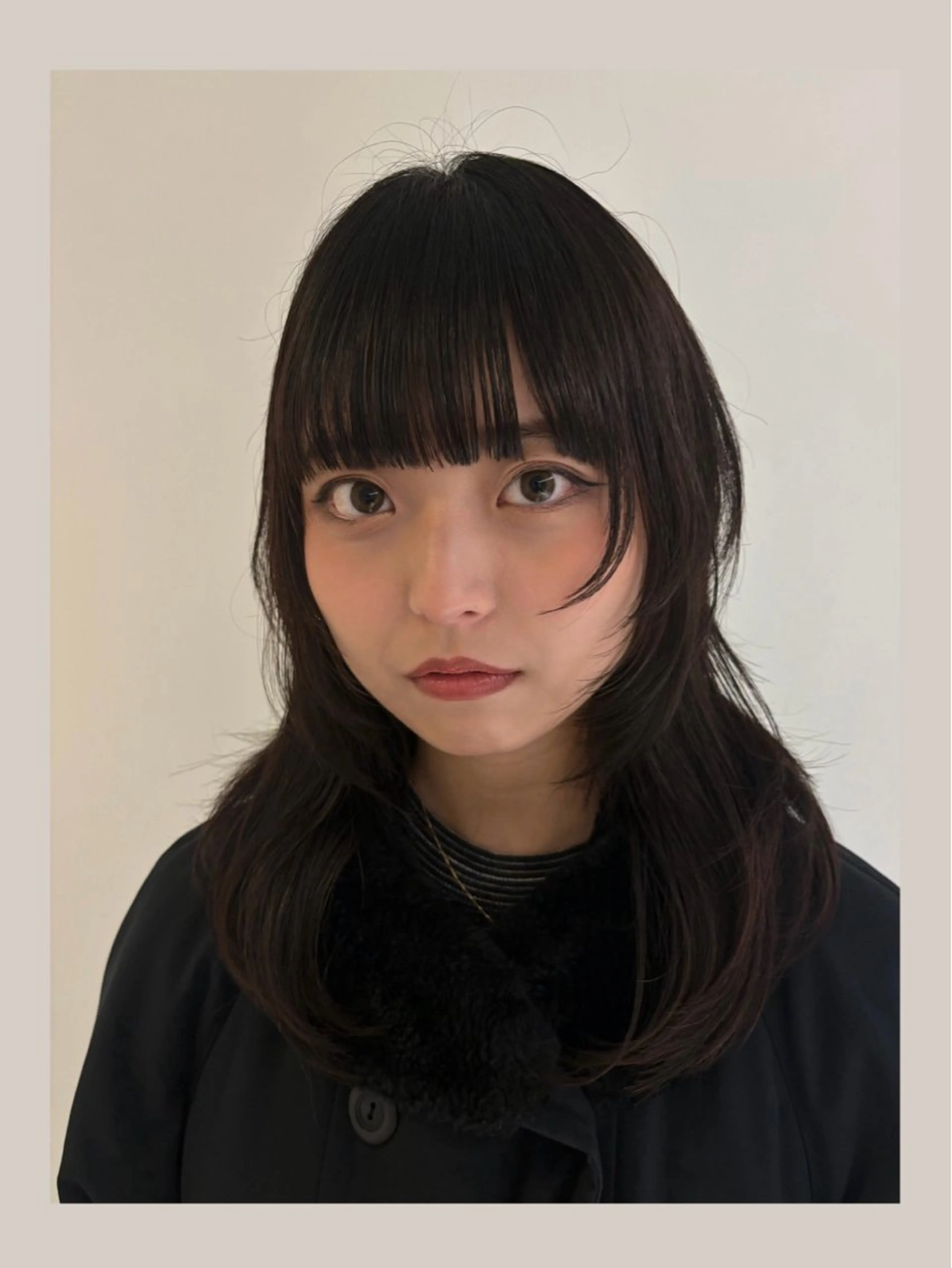 セミロング レイヤーカット ワイドバング レイヤー🎶似合わせ パーマ🎀ナナコのヘアスタイル