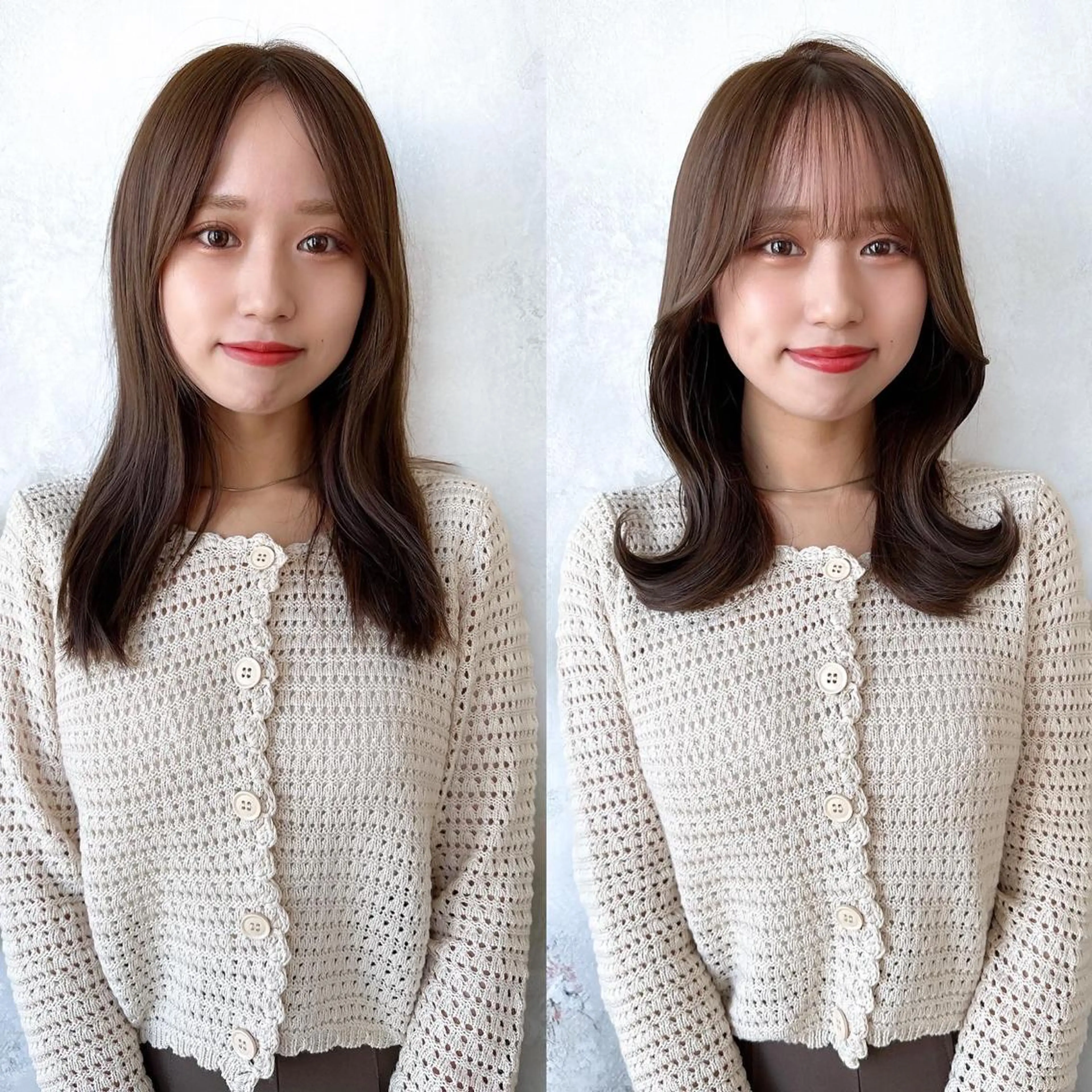 セミロング カラー ベージュカラー ブラウンカラー ブラウンベージュ くびれヘア 顔周りカット カット ヘアカラー トリートメント 顔周り/くびれヘア 韓国ヘア💕風間るなのヘアスタイル