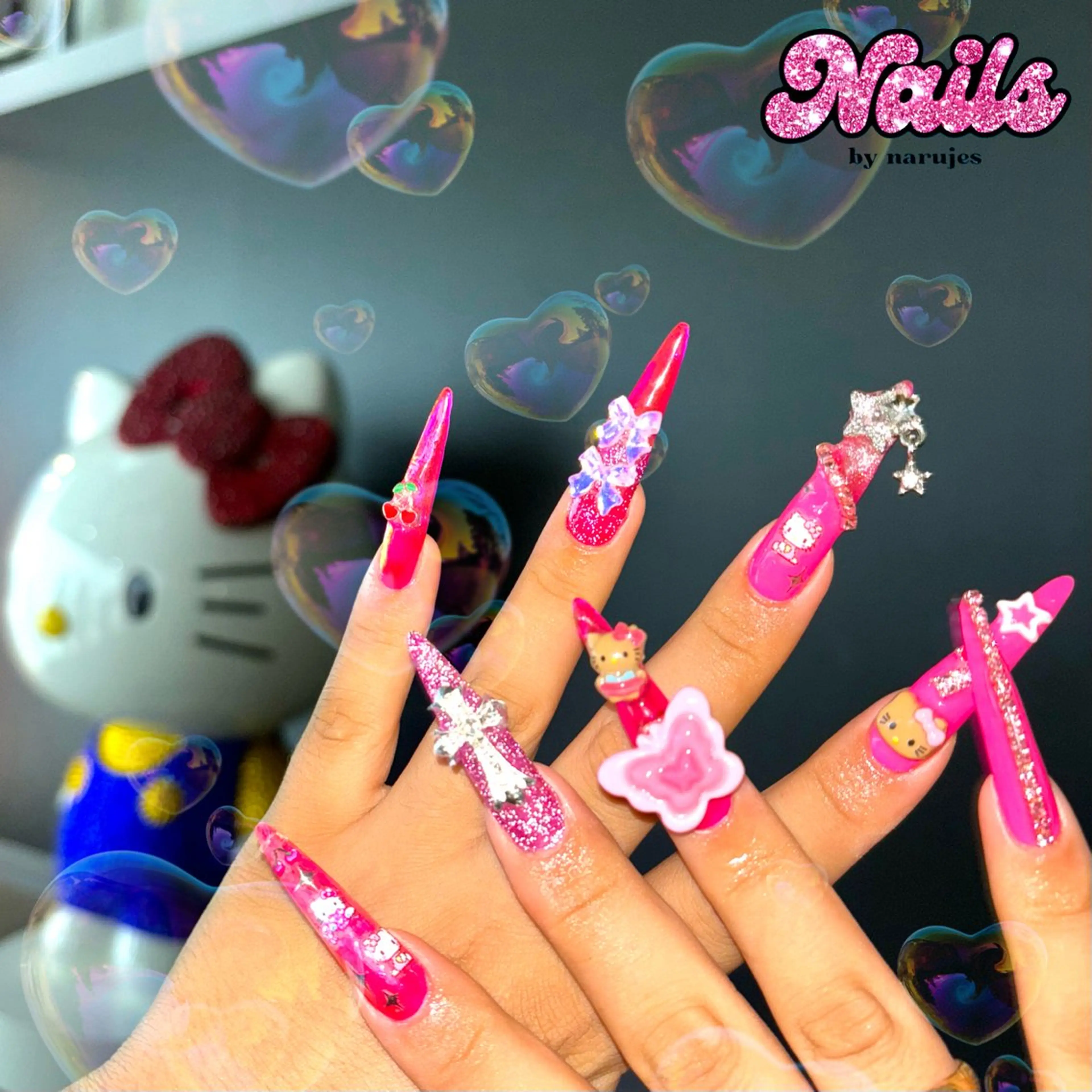 ネイル ロングネイル ギャルネイル🧸💖 narujesのネイルデザイン