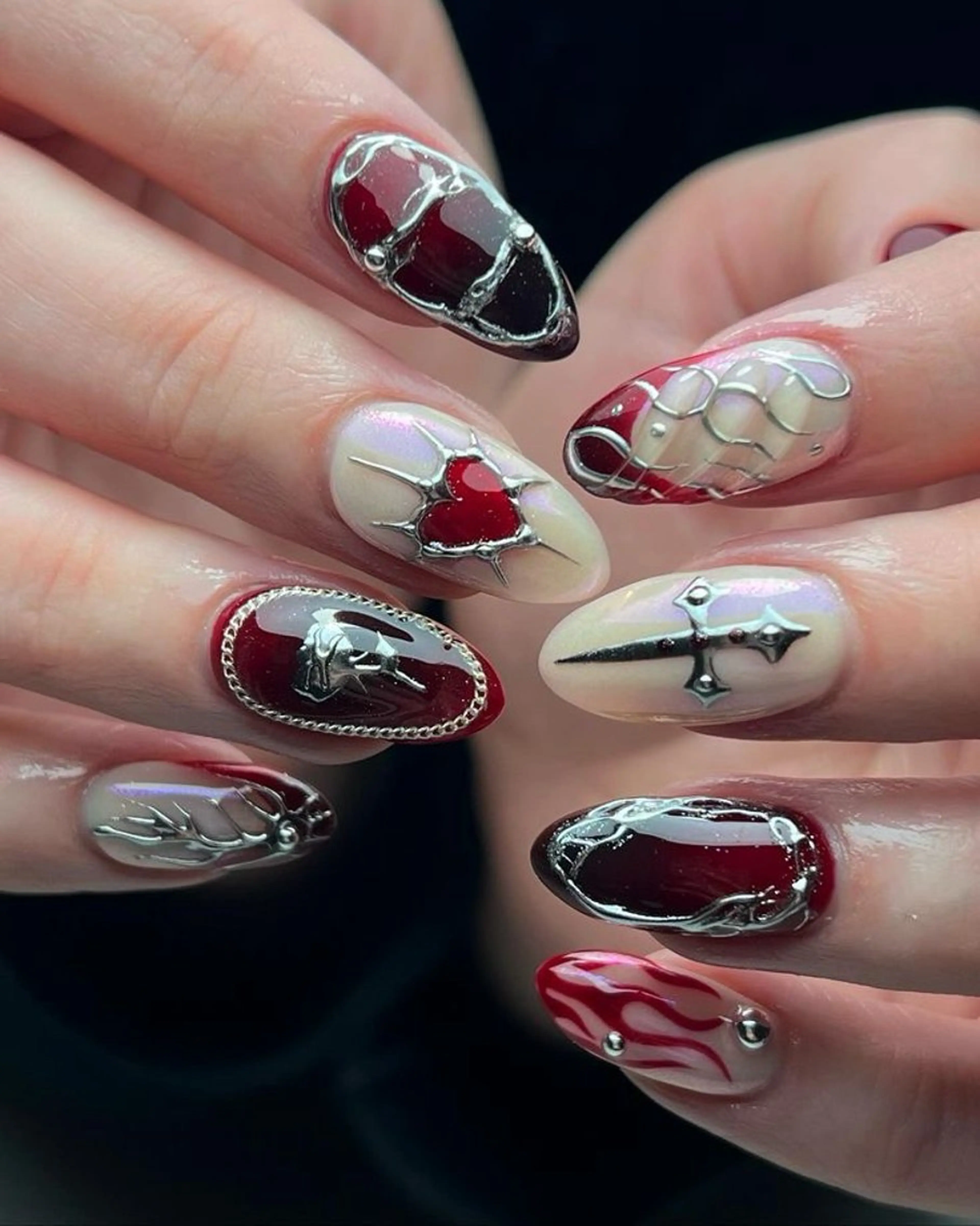 ネイル グラデーション ラメ(グリッター) マグネットネイル ミラーネイル ニュアンスネイル ハンドネイル 波 なみのネイルデザイン