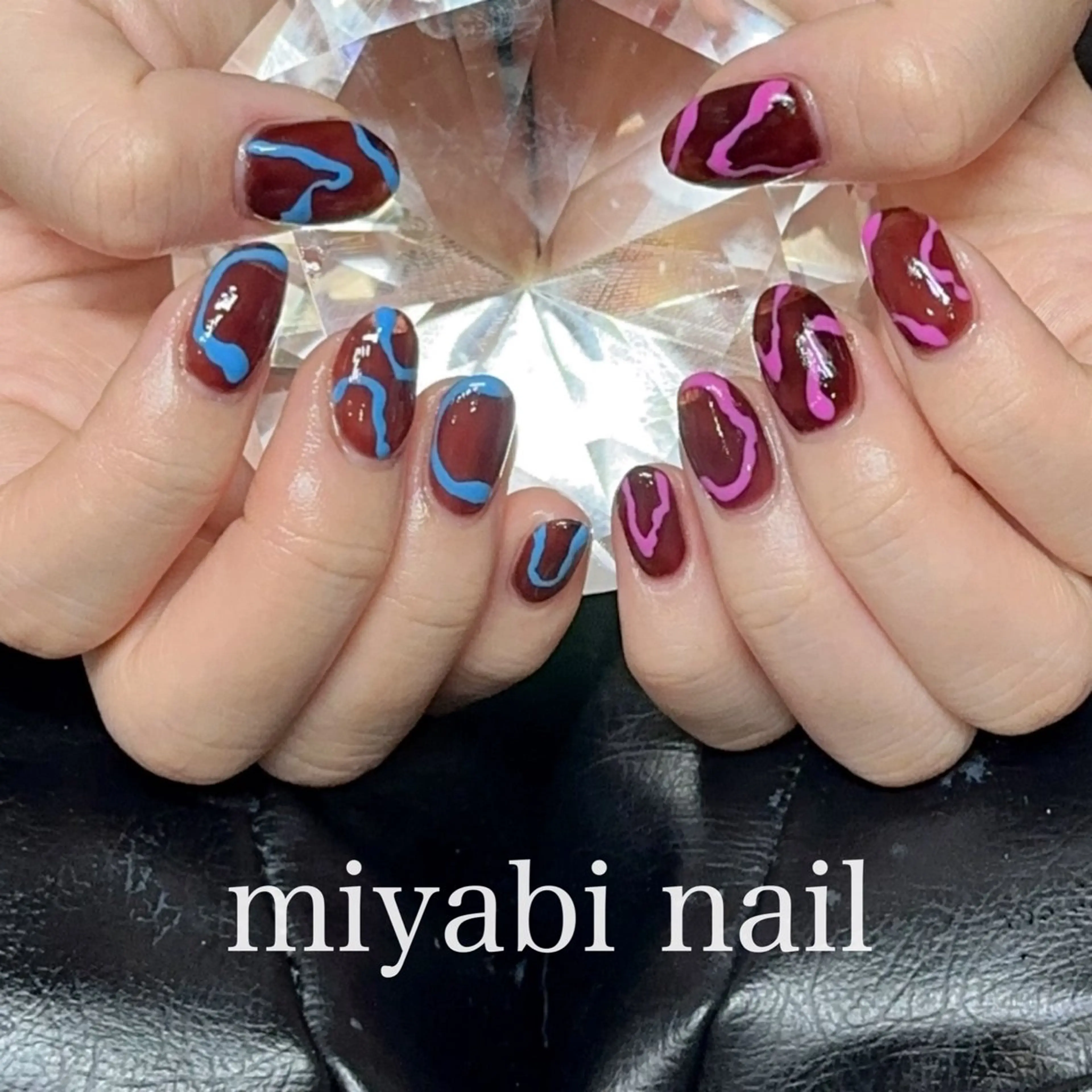 ネイル アートネイル ブラウン クリアネイル ジェルネイル 持ち込み ハンドネイル miyabi nail 桂川駅近くのネイルデザイン