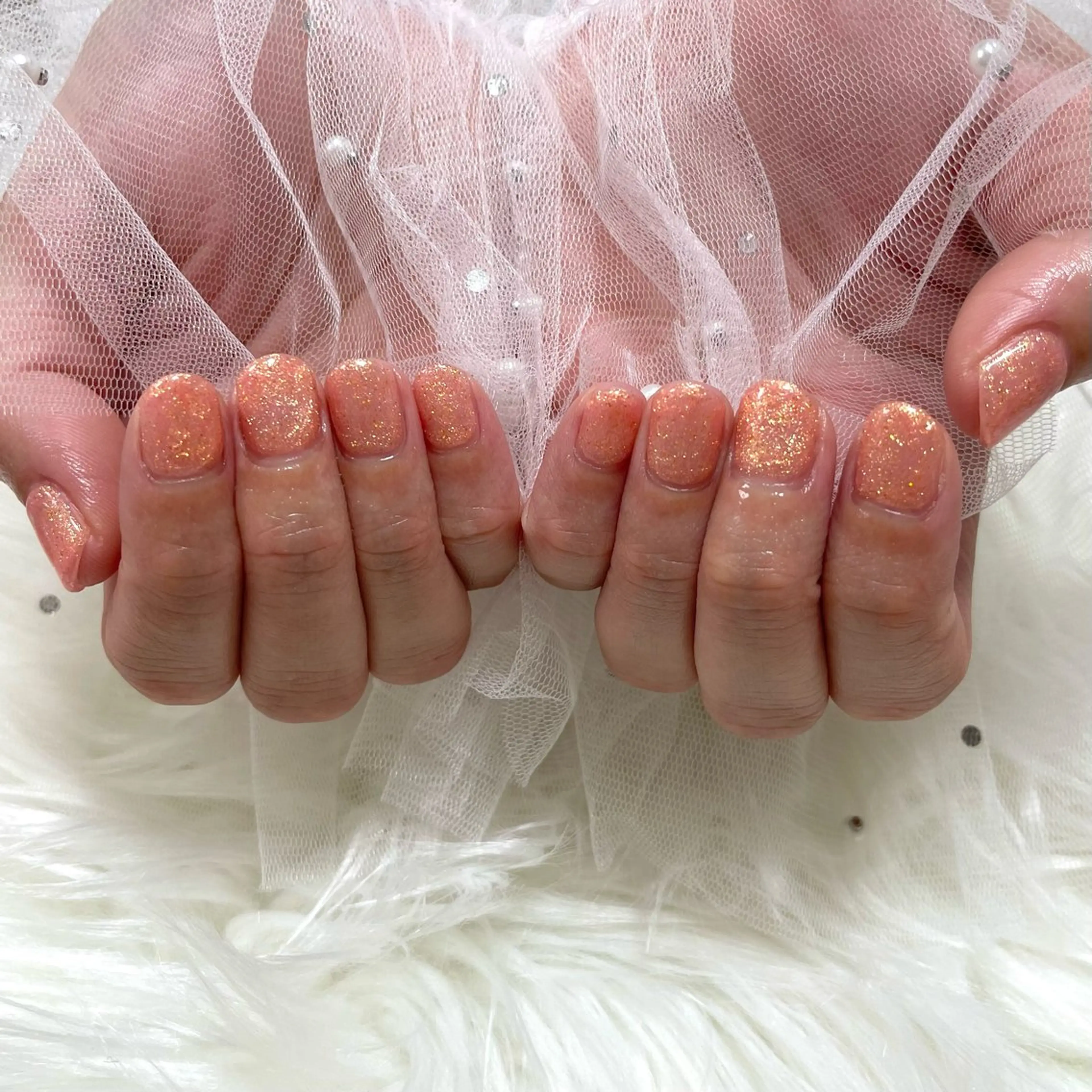 ネイル ワンカラーネイル オレンジ ピンク ハンドネイル SHINE nail salonのネイルデザイン