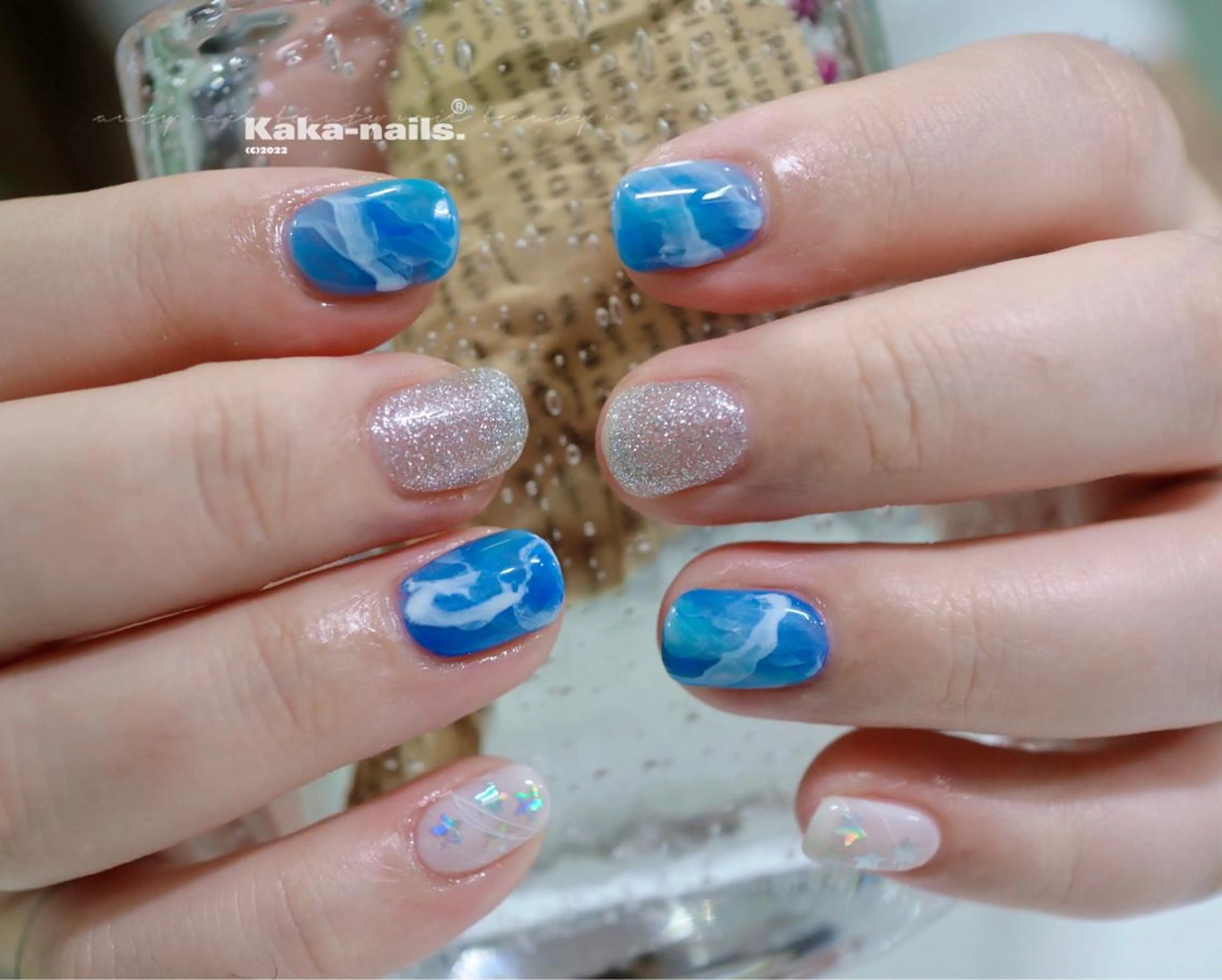 ネイル ブルー Kaka Nailsのネイルデザイン