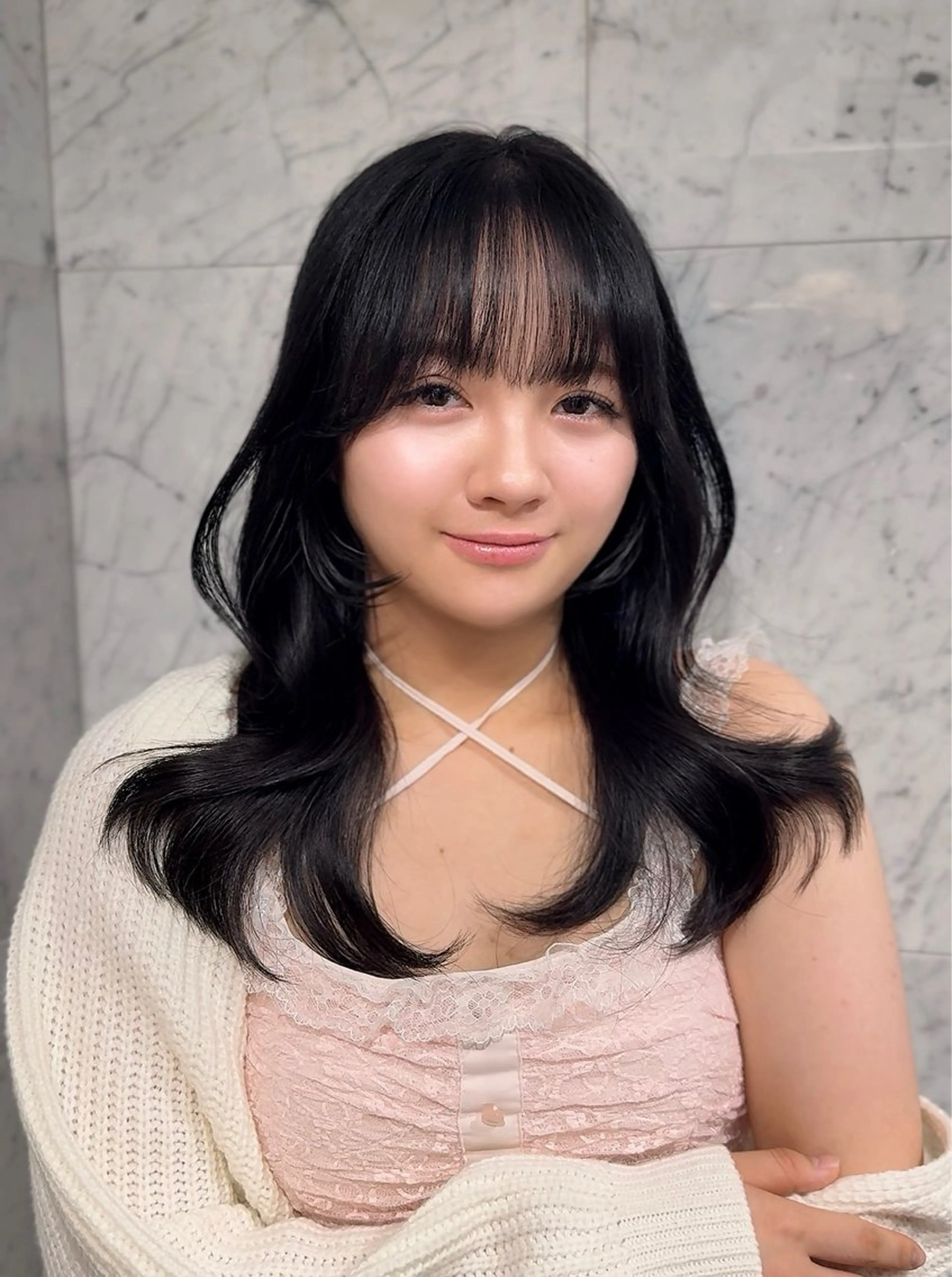 セミロング カット ヘアカラー トリートメント WATARU/ 韓国風巻き髪のヘアスタイル