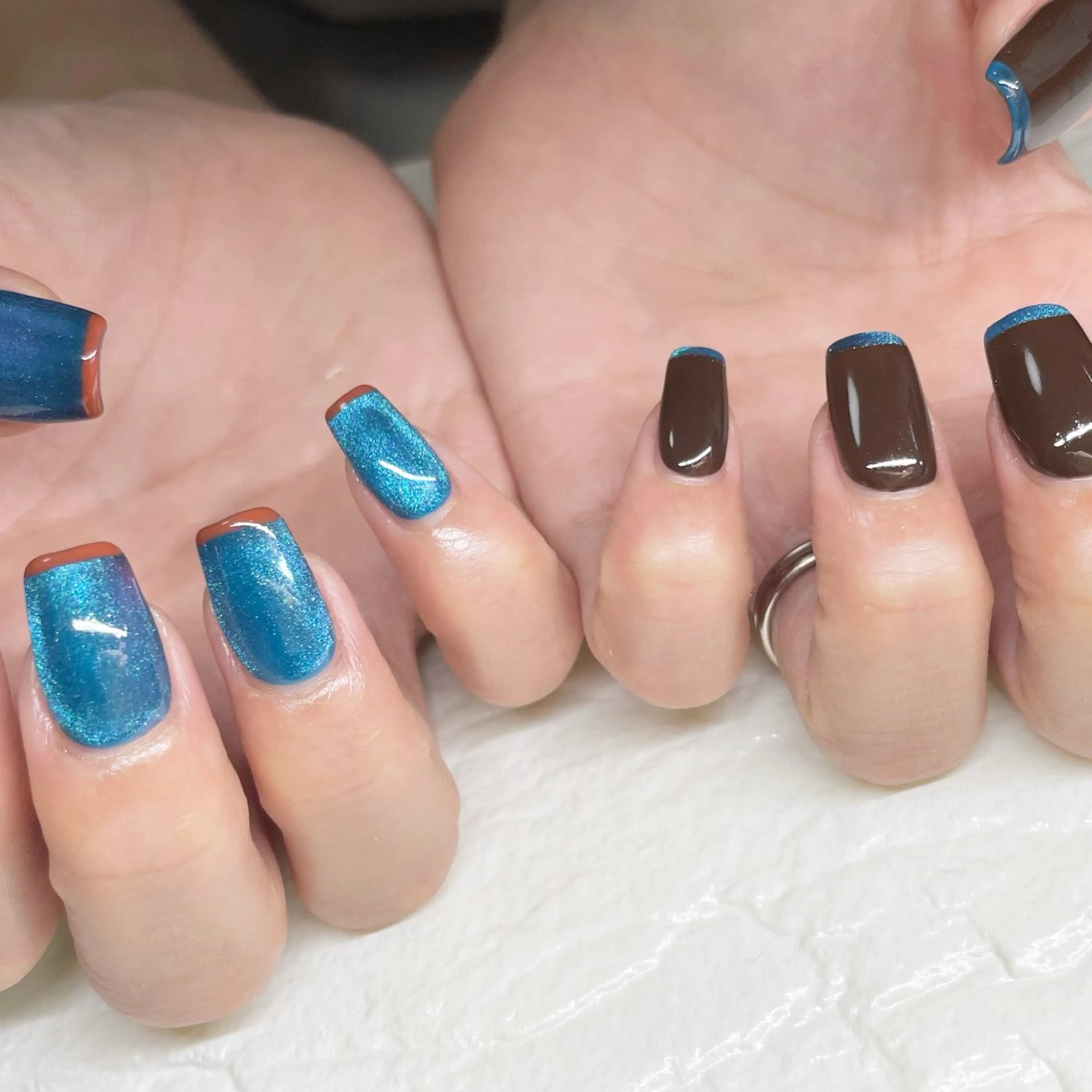 ネイル フレンチネイル マグネットネイル Nail Blue512所属・Nailist MINORIのネイルデザイン