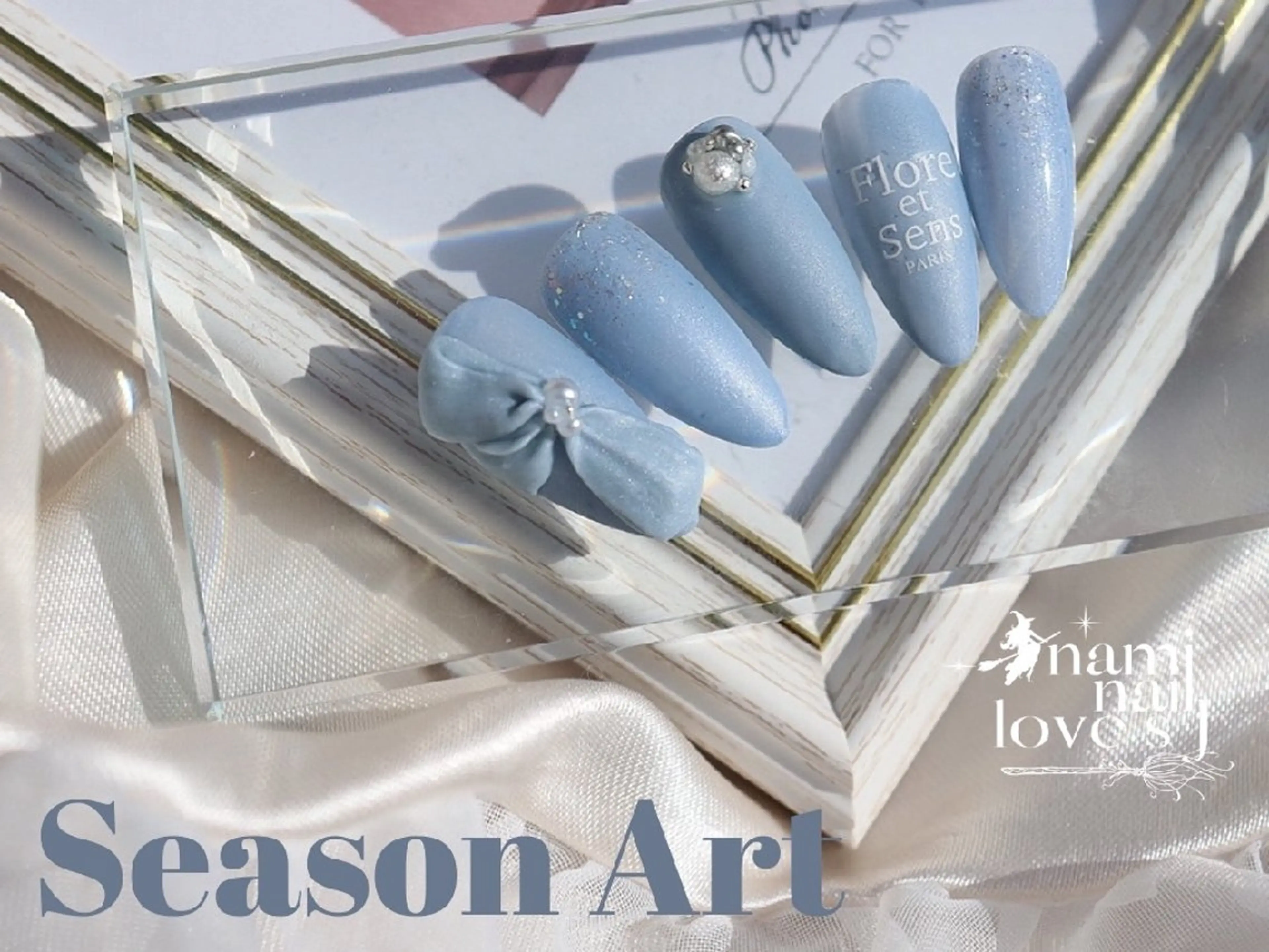 ネイル ラメ(グリッター) ピンク リボン 春ネイル 内 奈美のネイルデザイン