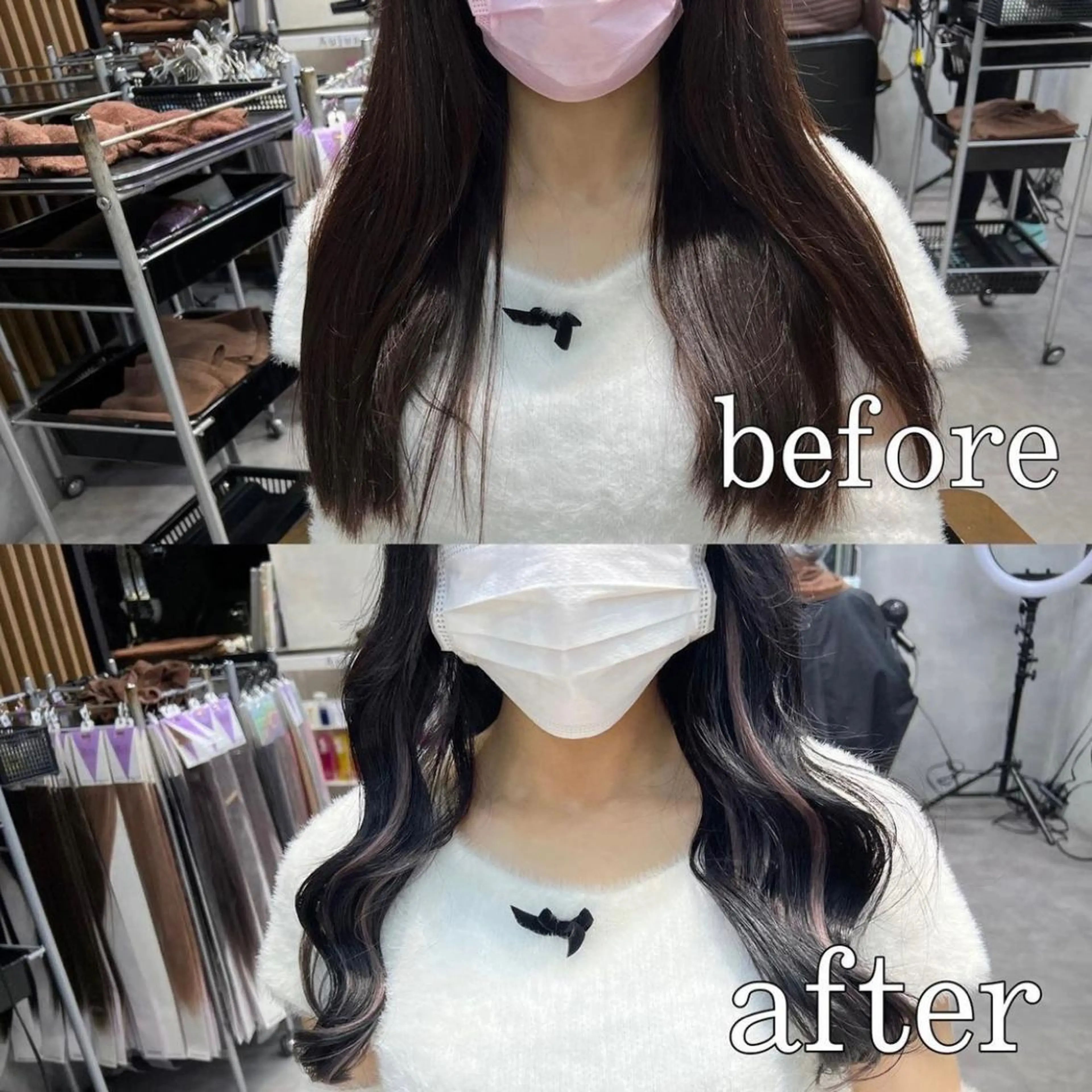 ロング カラー ヘアアレンジ シールエクステ アッシュ バレイヤージュ ベージュカラー ブリーチ ヘアカラー エクステ ar+ ❤︎ maiのヘアスタイル