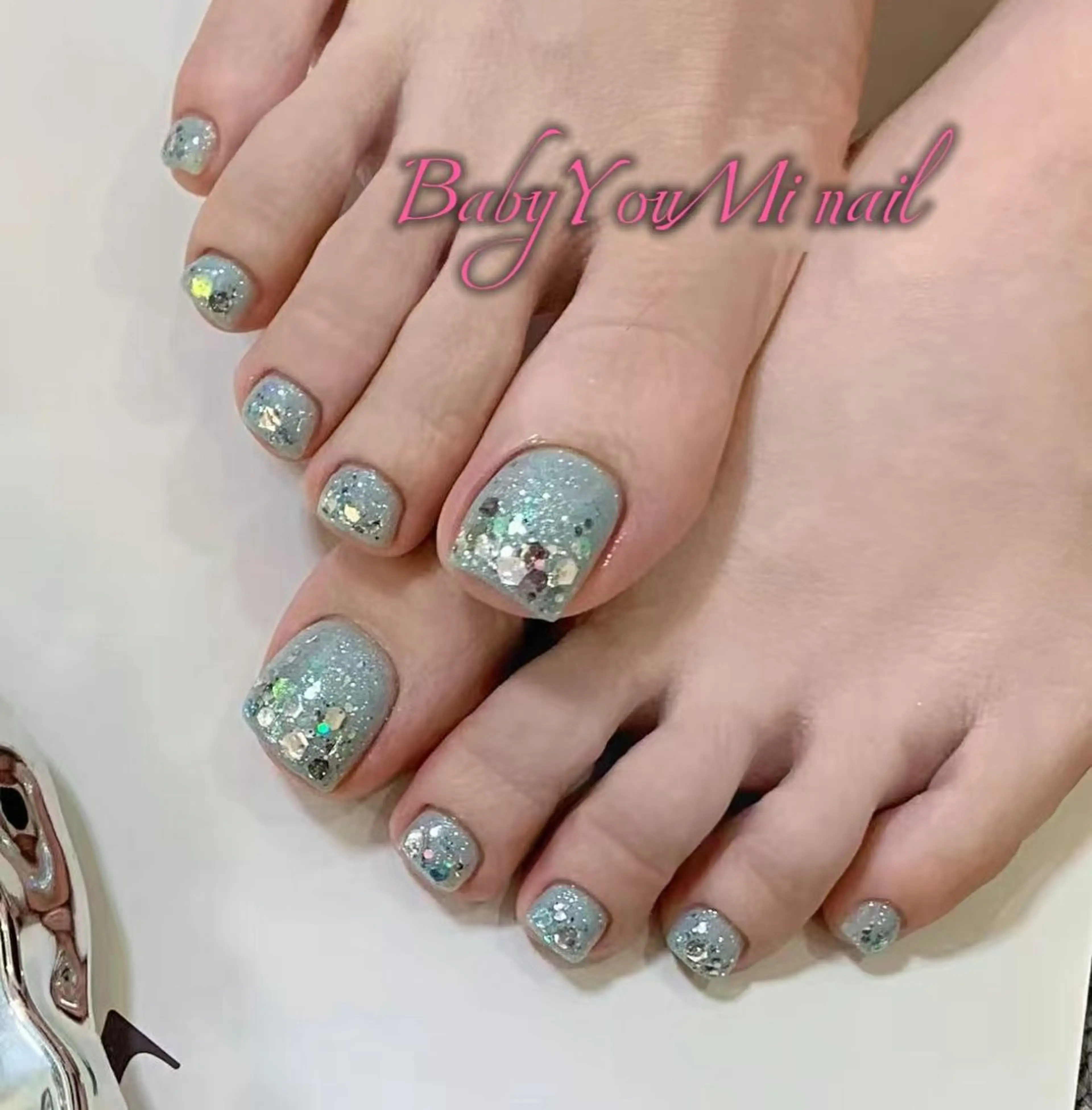 ネイル オーロラネイル フラワーネイル フットネイル フレンチネイル ジェルネイル フットネイル BabyYouMi nailのネイルデザイン