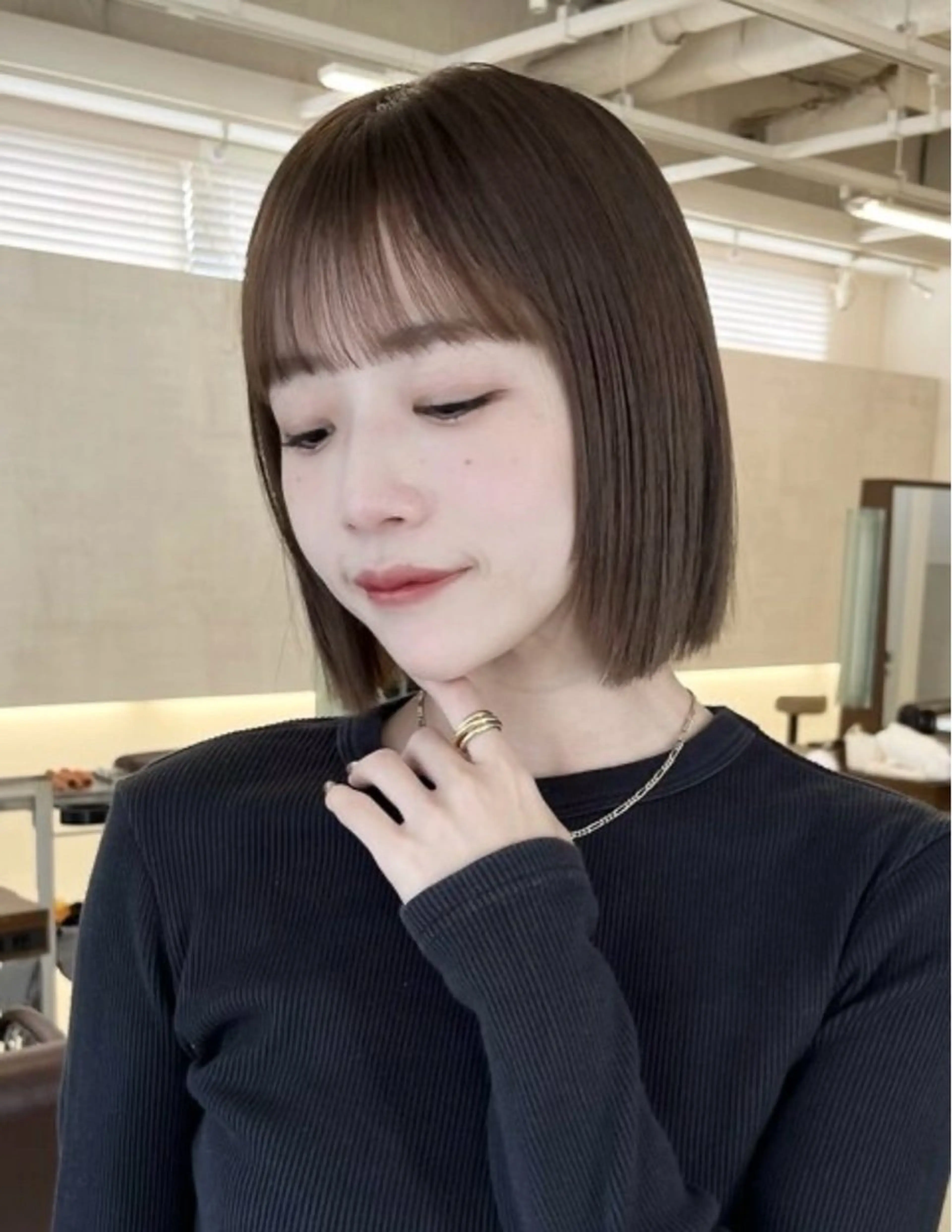 ミディアム カット ヘアカラー トリートメント 福岡美容師 透明感カラーのヘアスタイル