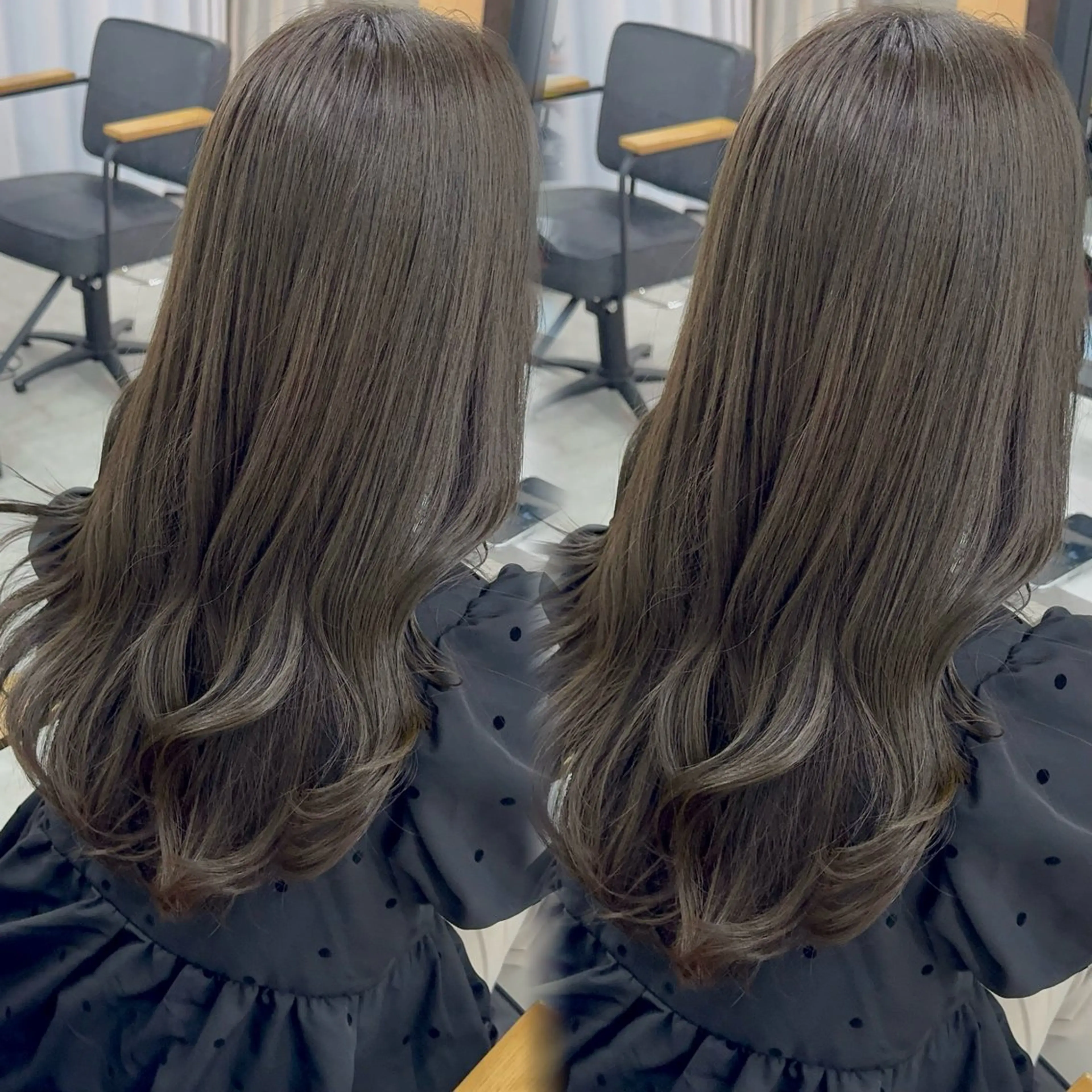 ロング カラー アッシュ アッシュブラウン ベージュカラー 黒髪 ブリーチ カット ヘアカラー トリートメント 赤み無し柔らかカラー 【梅田】madokaのヘアスタイル