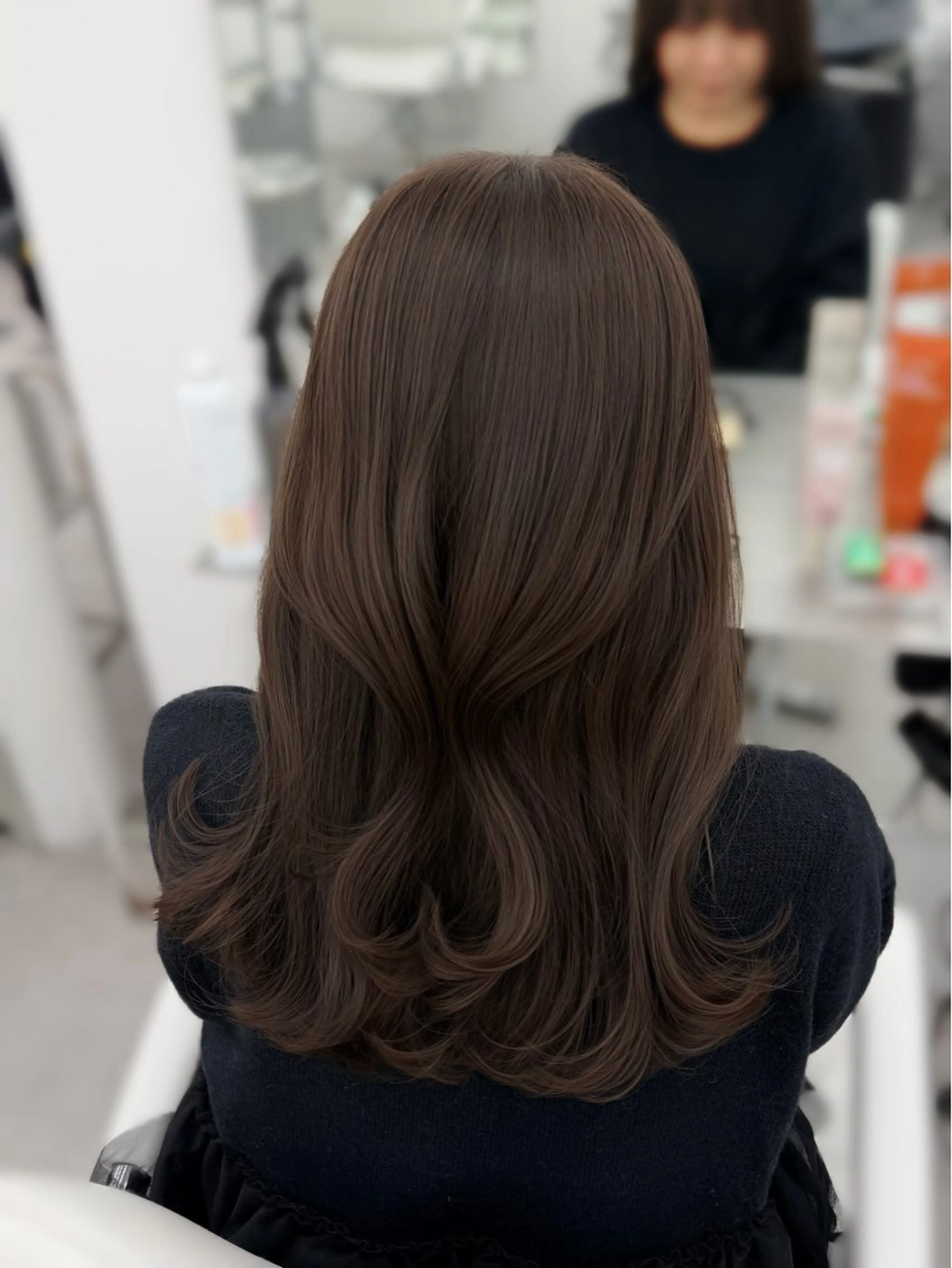 セミロング カラー ブラウンカラー カット ヘアカラー トリートメント 韓国ヘア/顔周り ヘアセット/加藤優里のヘアスタイル