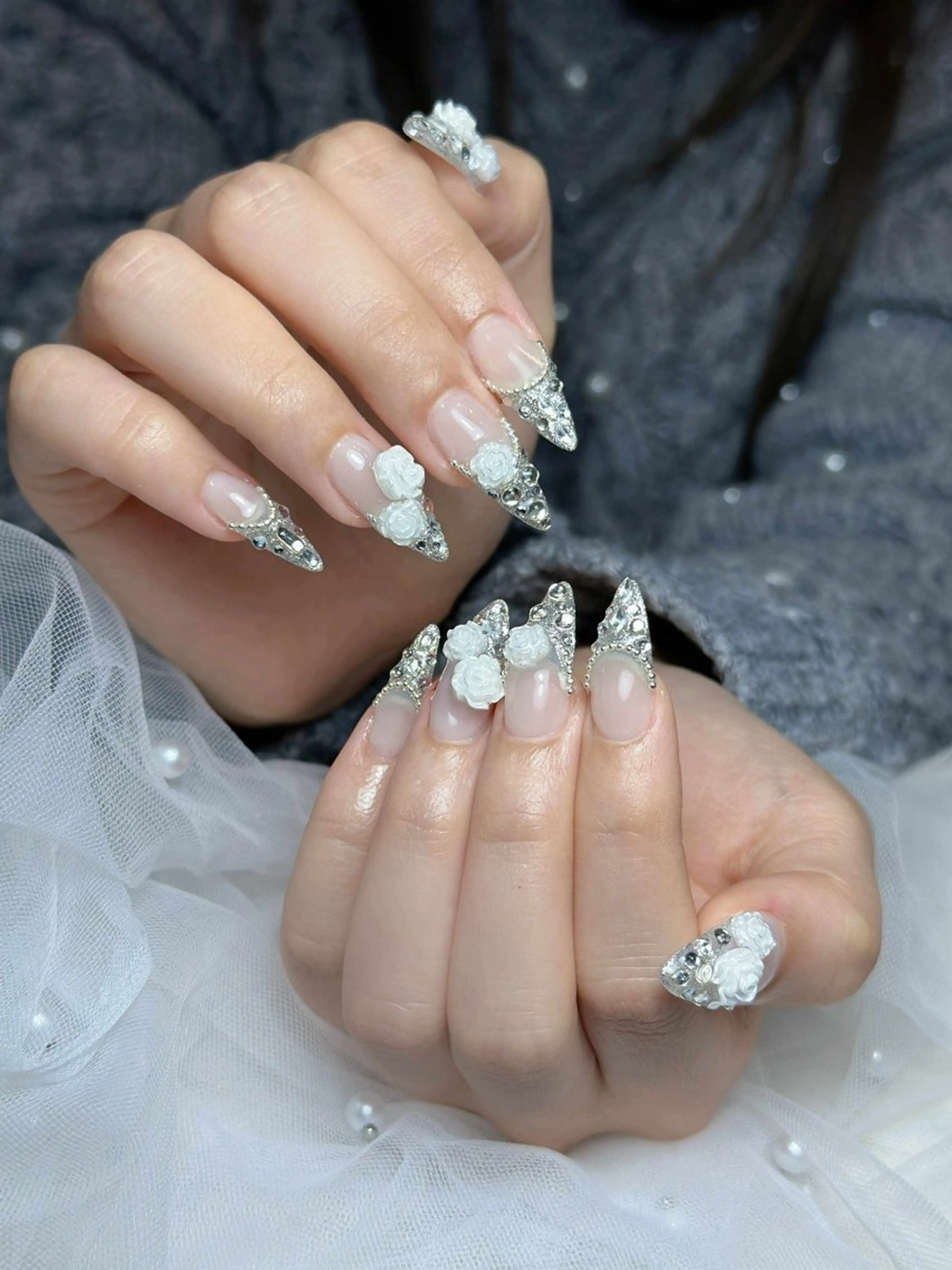 ネイル オーロラネイル ボルドー ブラウン 氷ネイル・うるうるネイル キラキラネイル ハンドネイル Julli NailStudioのネイルデザイン