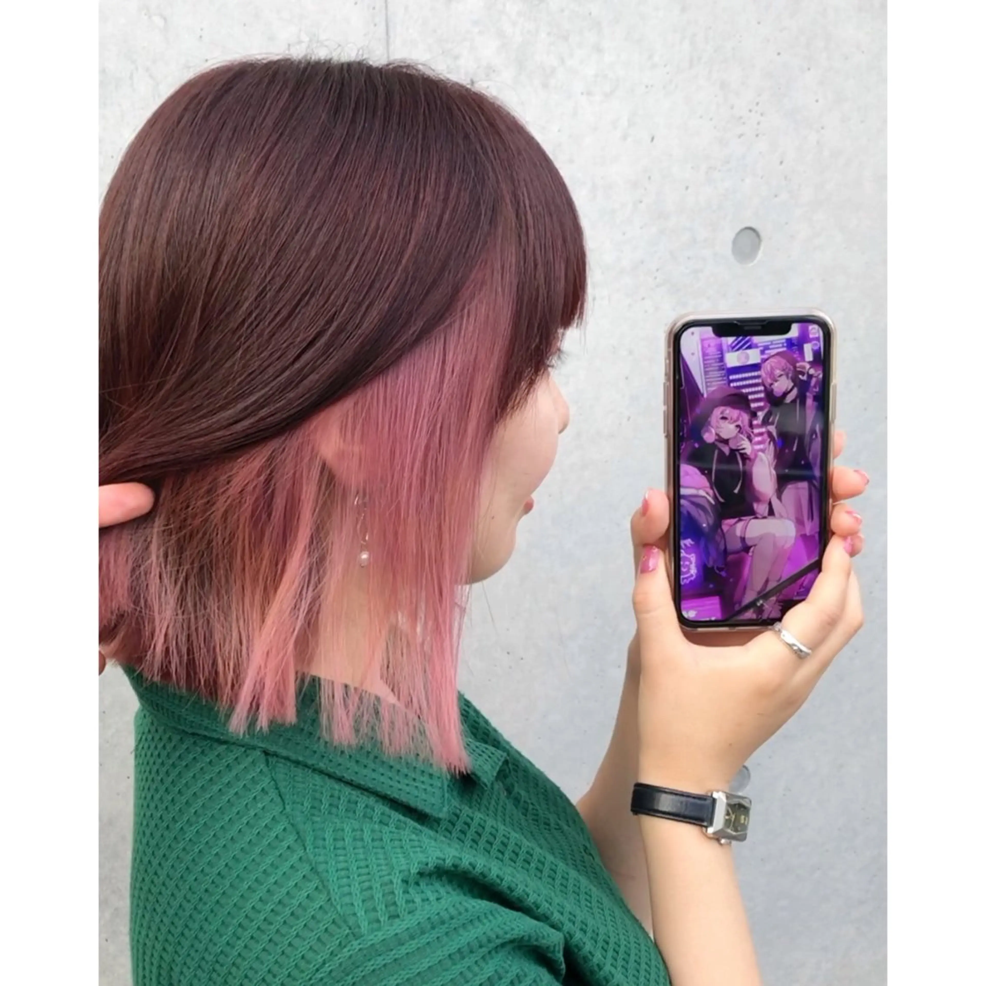 ミディアム カラー インナーカラー ピンクカラー 推しカラー✨ オタク美容師ユウカのヘアスタイル