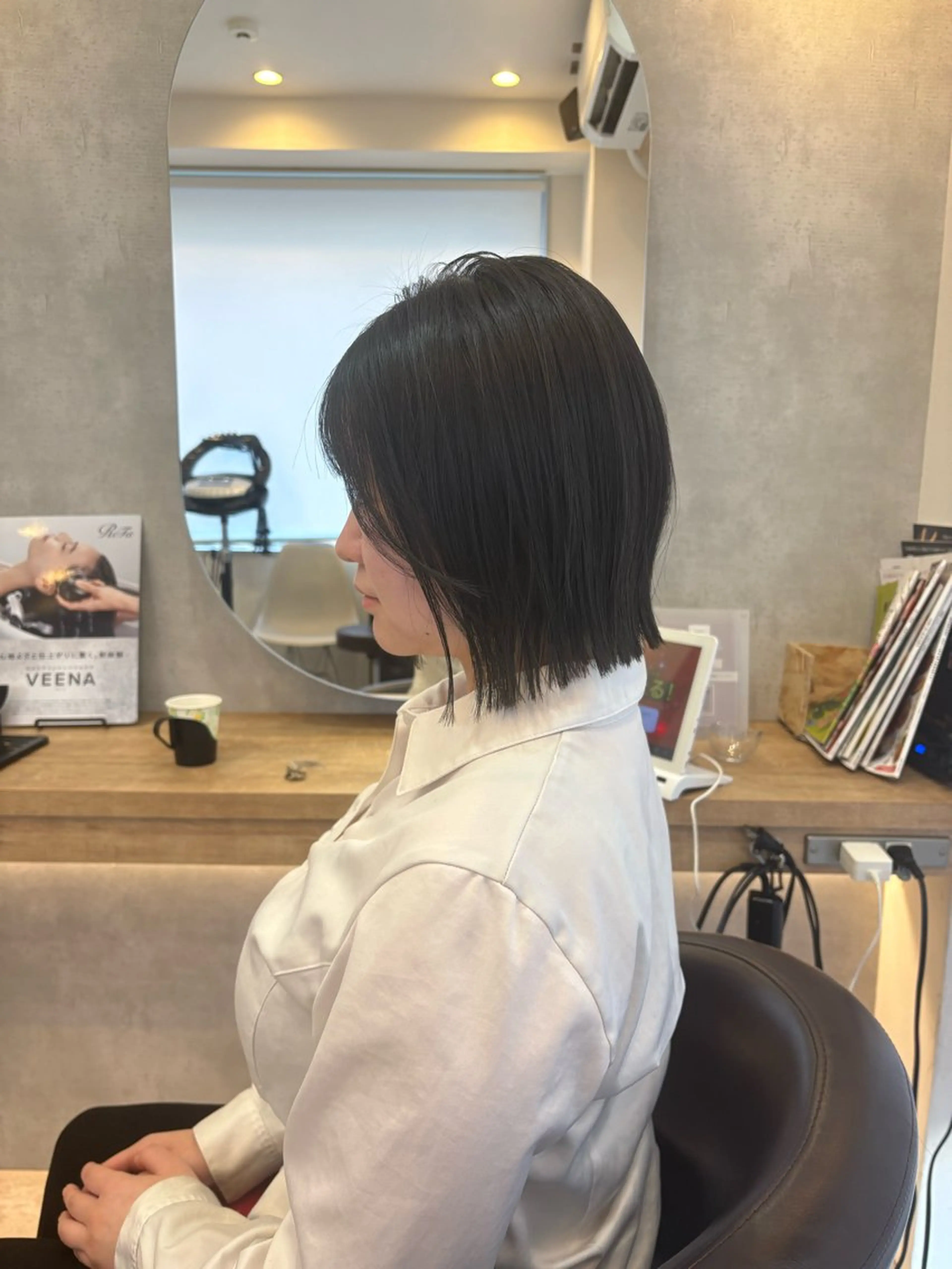 ミディアム カット 縮毛矯正 トリートメント 【benji】 rena satouのヘアスタイル